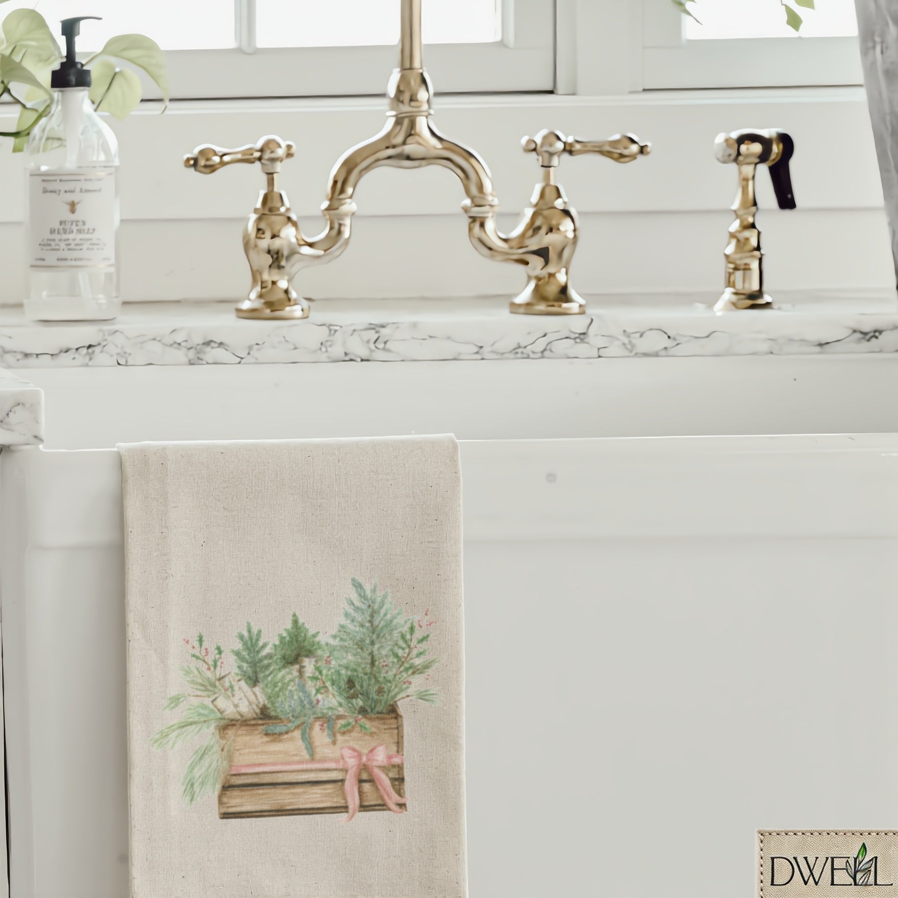 Tea Towel - Greens in Crate Watercolor