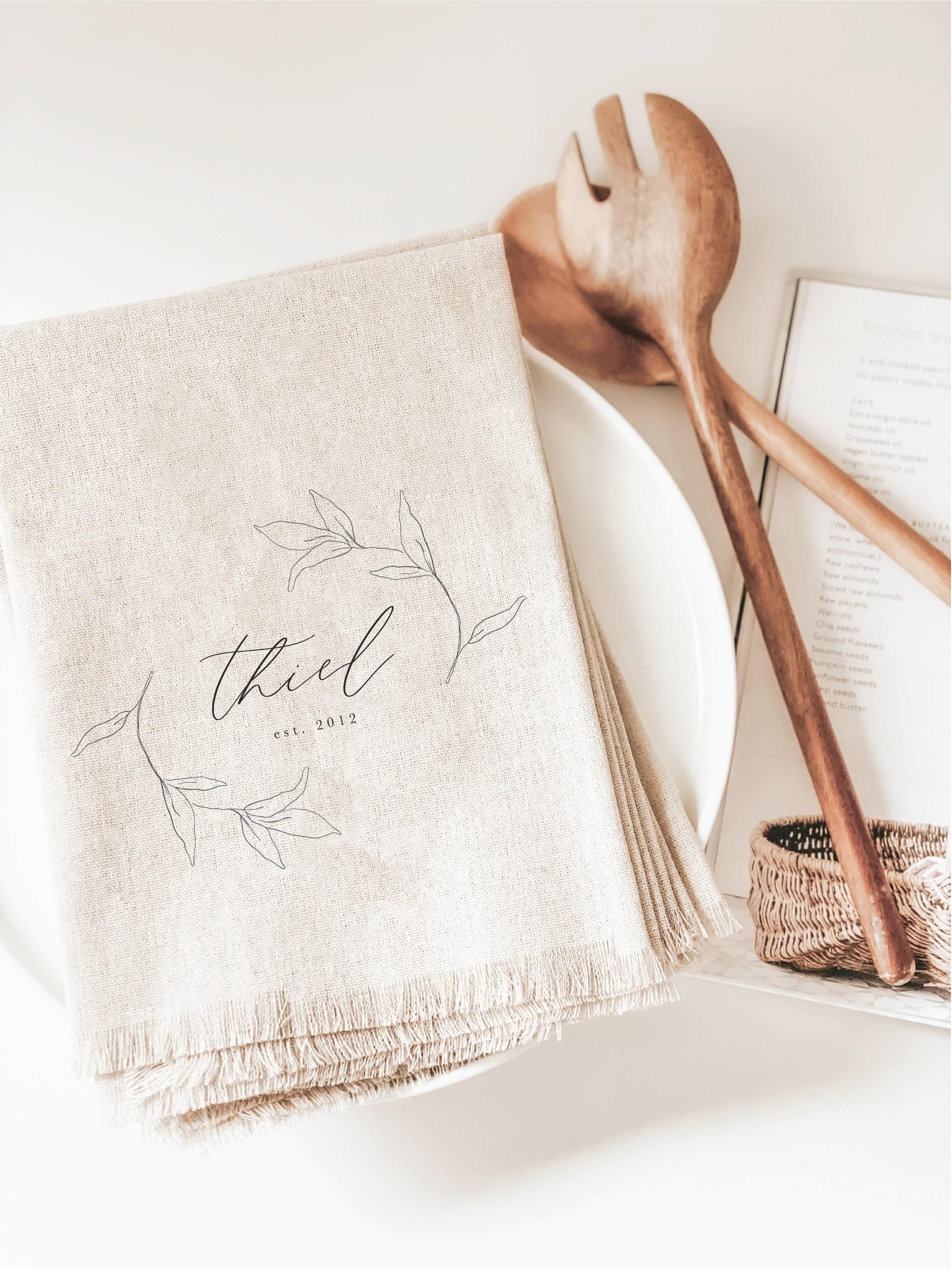 Personalized Napkins - Personalized Last Name With Laurel