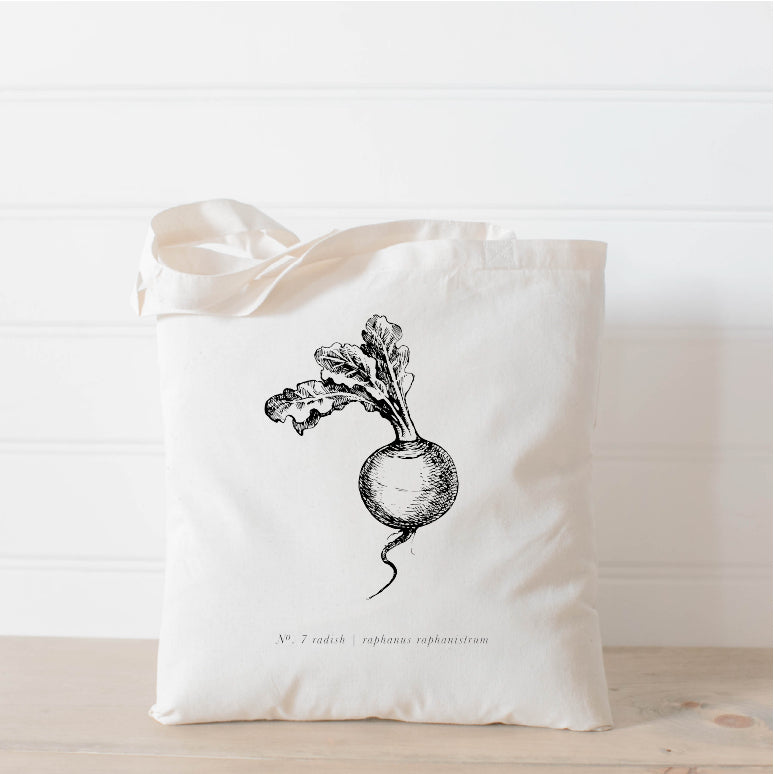 Tote Bags - FruitsVeggies Black + White