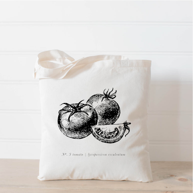 Tote Bags - FruitsVeggies Black + White