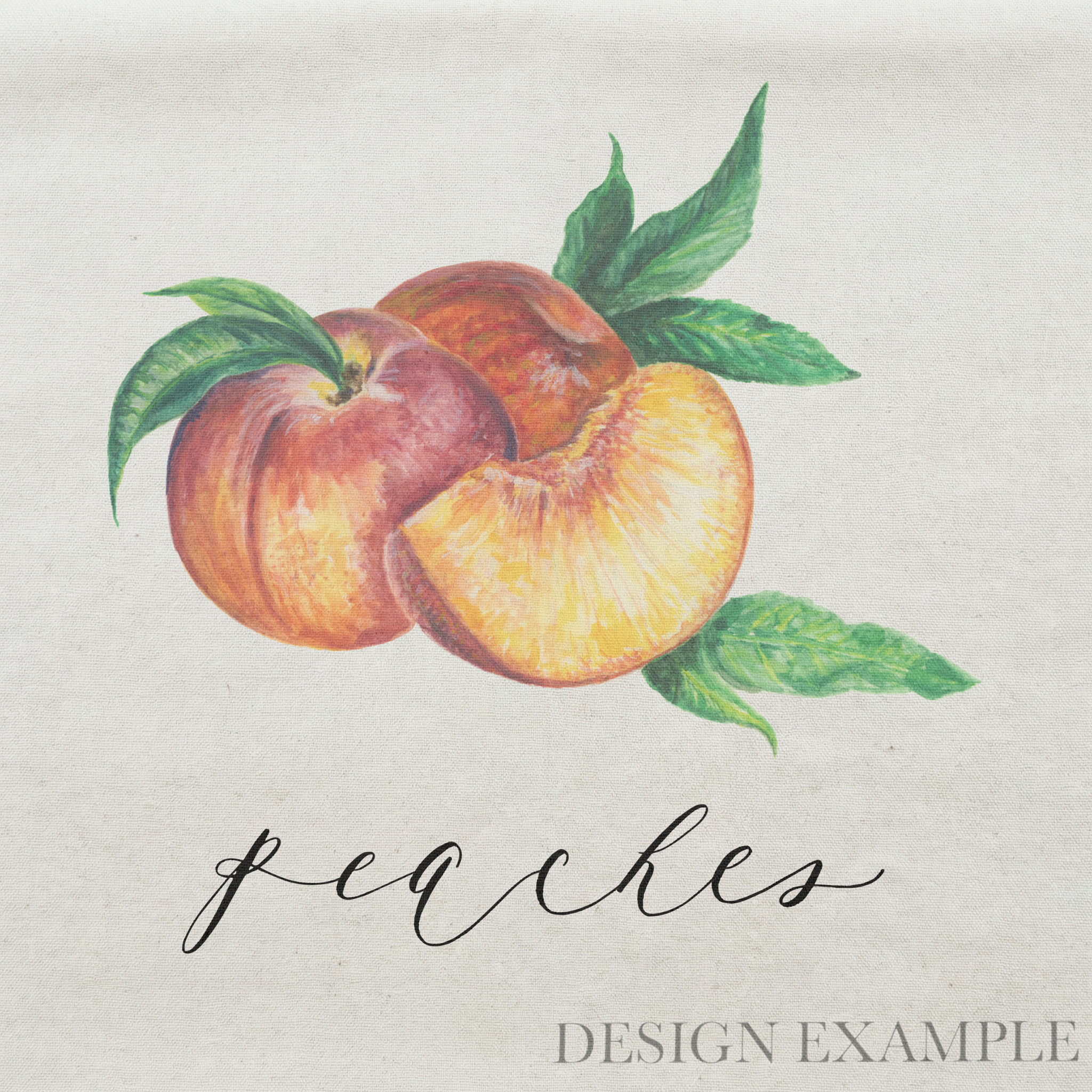 Tea Towel - Peaches Watercolor