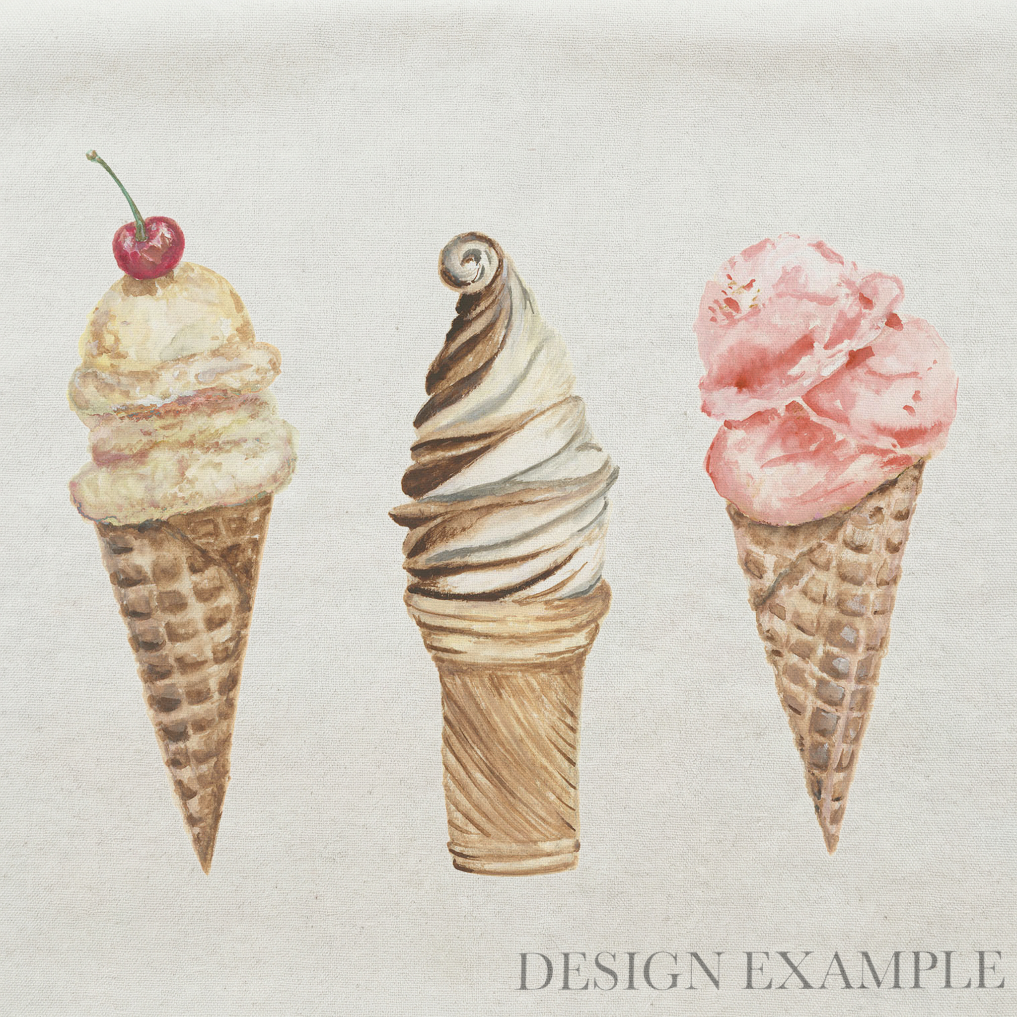 Tea Towel - Ice Cream Watercolor