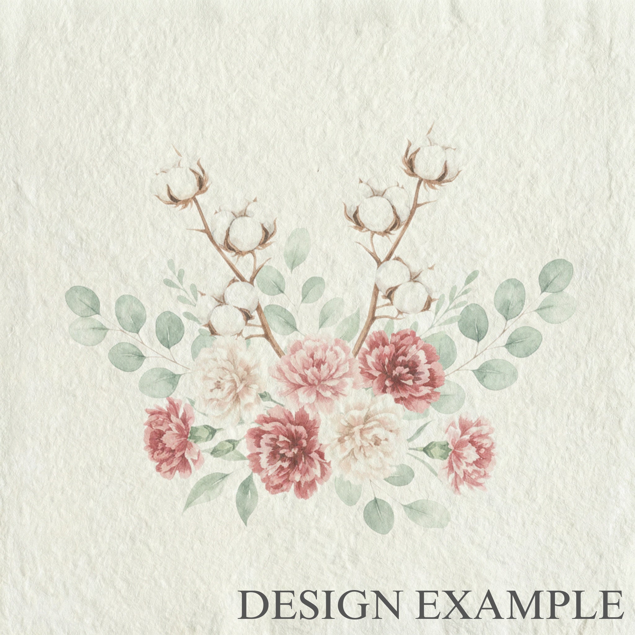 Glass Table Frames & Cards - Spring Cotton Bouquet