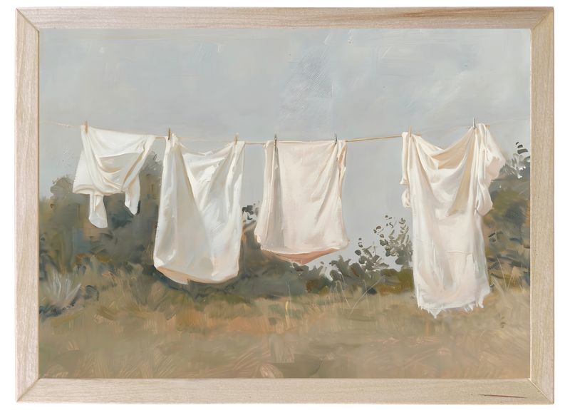 Clothes Line Wood Framed Print