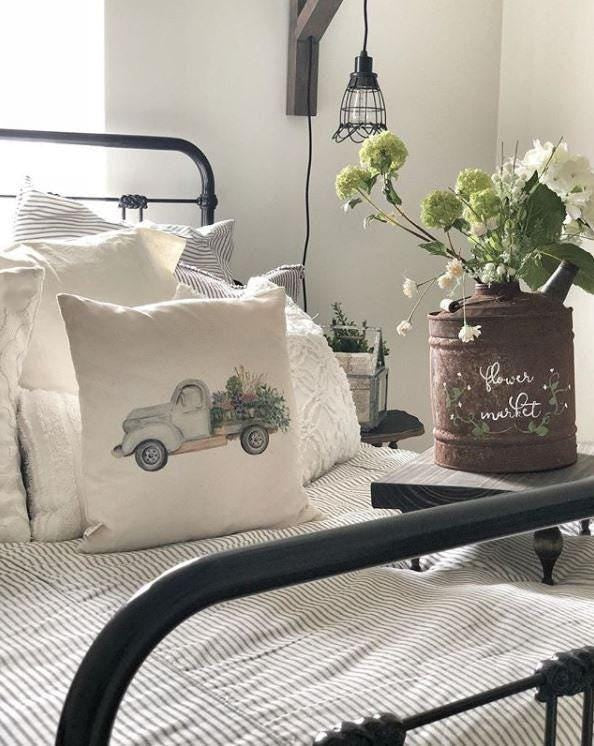 Throw Pillows - Floral Truck Watercolor