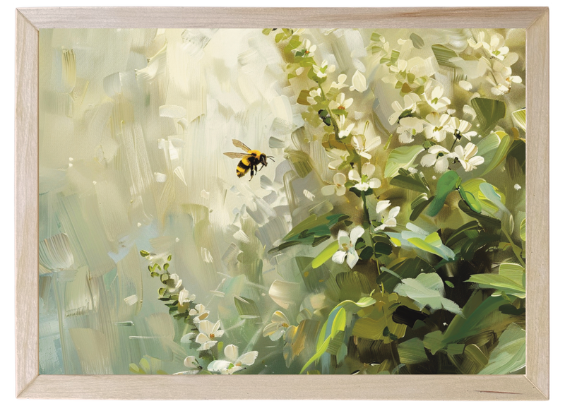Bees Buzzing Wood Framed Print