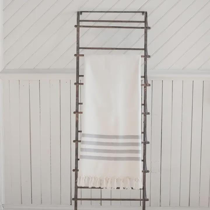 Throw Blankets - Neutral Grey Tan Striped Throw Blanket