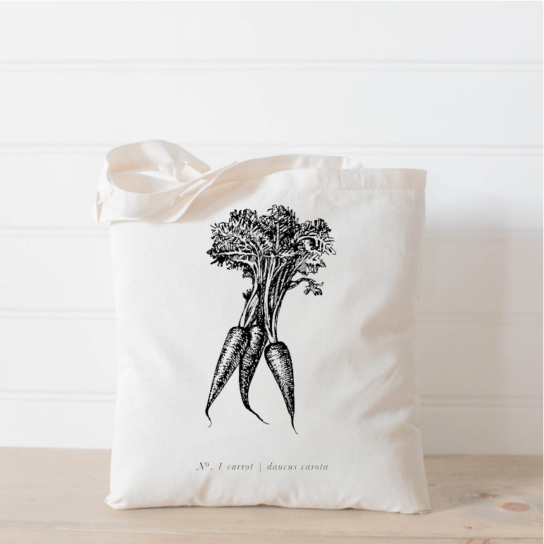 Tote Bags - FruitsVeggies Black + White