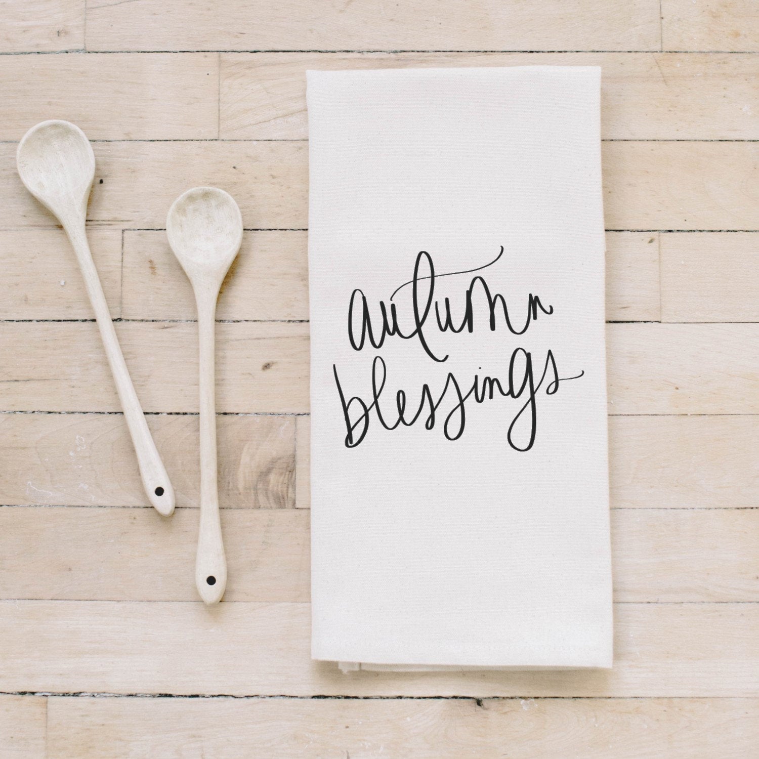 Tea Towel - Autumn Blessings, housewarming gift, fall decor, kitchen, women's gift, flour sack dish cloth, autumn, thanksgiving, seasonal