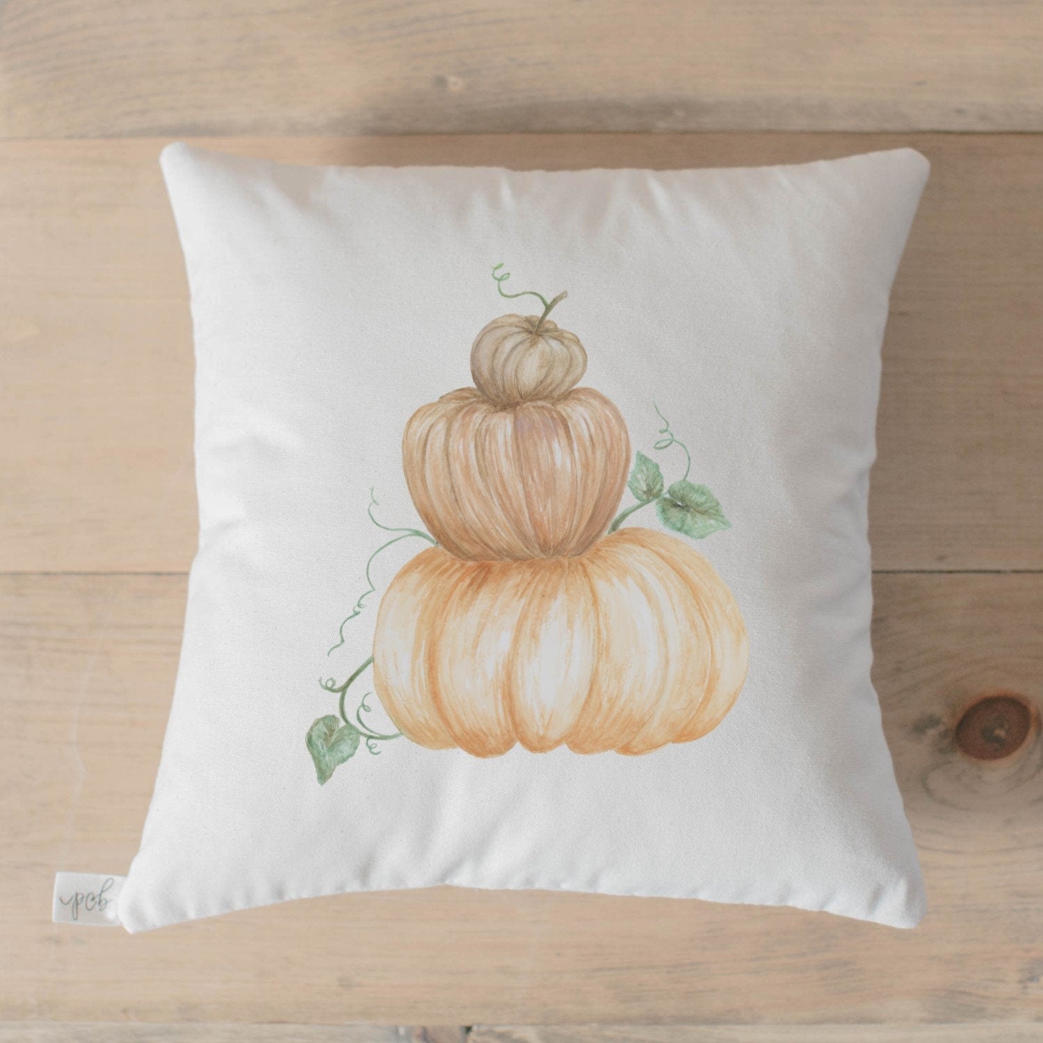 Throw Pillow - Pumpkin Stack Watercolor, calligraphy, home decor, fall decor, housewarming gift, cushion cover, throw pillow, seasonal
