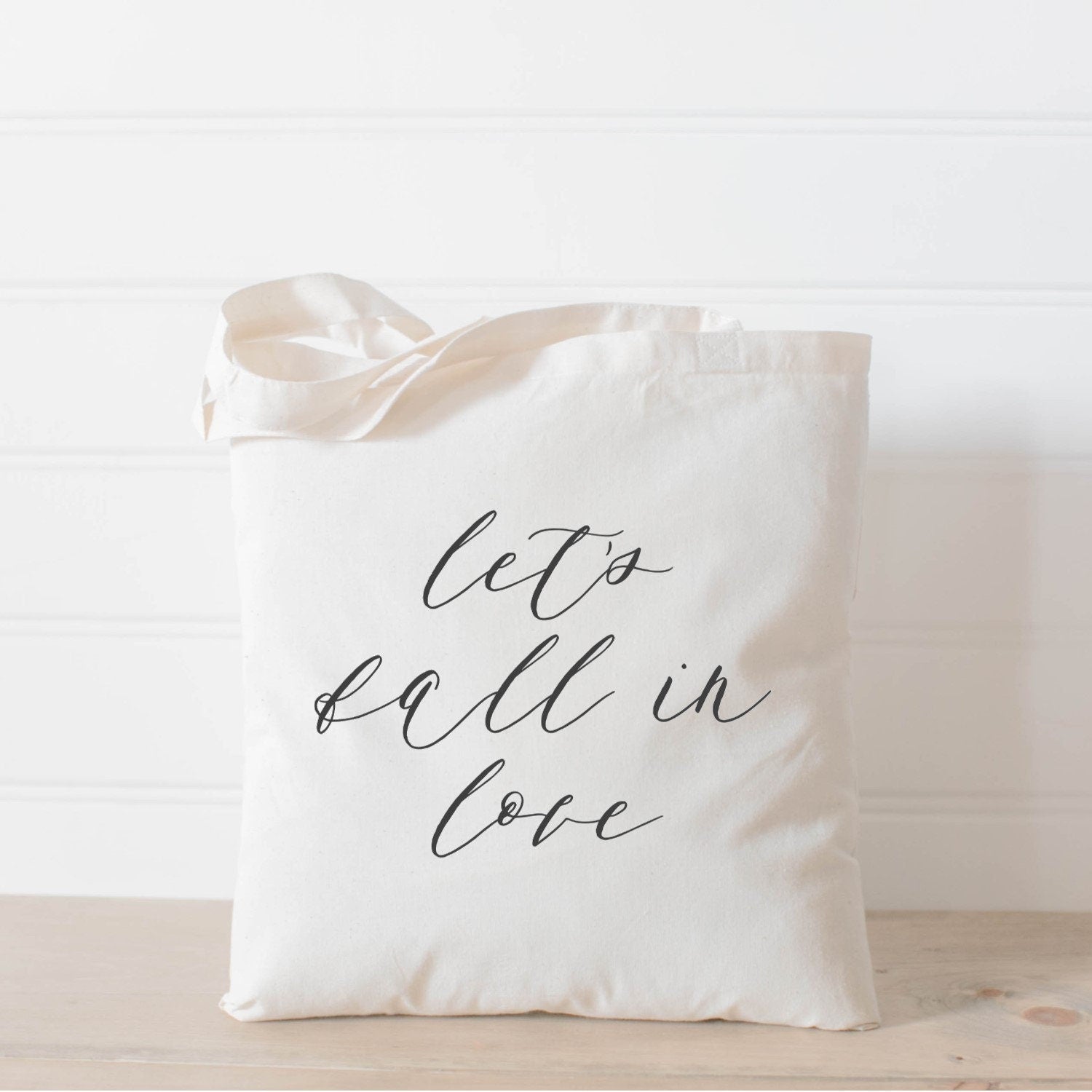 Tote Bag - Let's Fall In Love, fall decor, apple picking, autumn essentials, housewarming gift, lifestyle decor, accessory bag