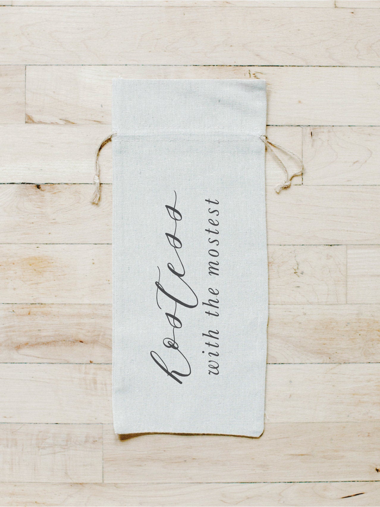 Wine Bag - Hostess Calligraphy, thanksgiving hostess gift or wedding gift, engagement present