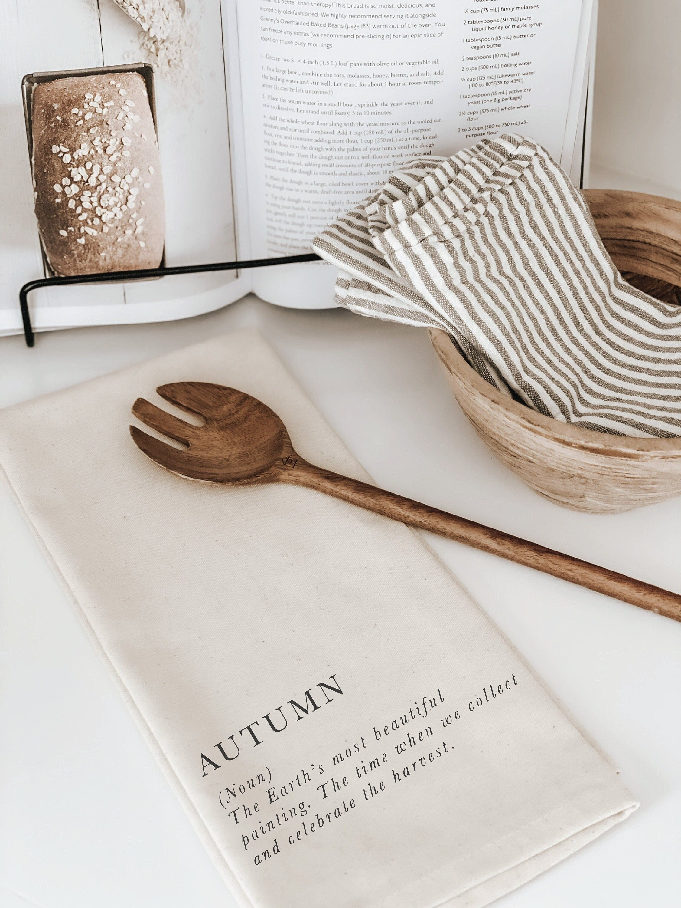 Tea Towel - Autumn Definition - autumn decor, housewarming gift, fall kitchen decor, kitchen decor, seasonal gift, calligraphy design