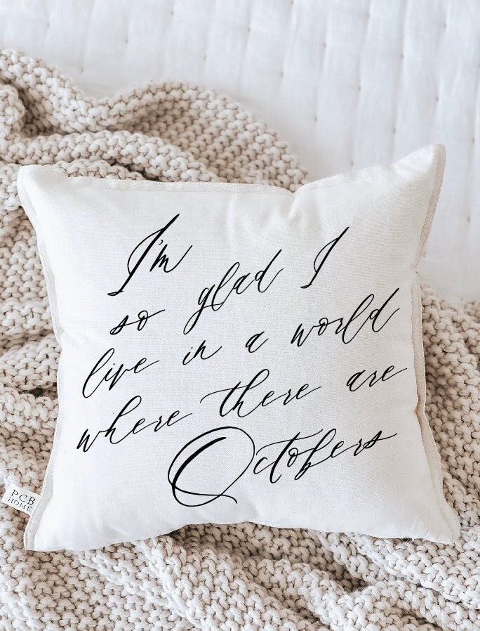 Throw Pillow - Octobers - Autumn home décor, fall décor, cushion cover, throw pillow, seasonal pillow, cursive font décor