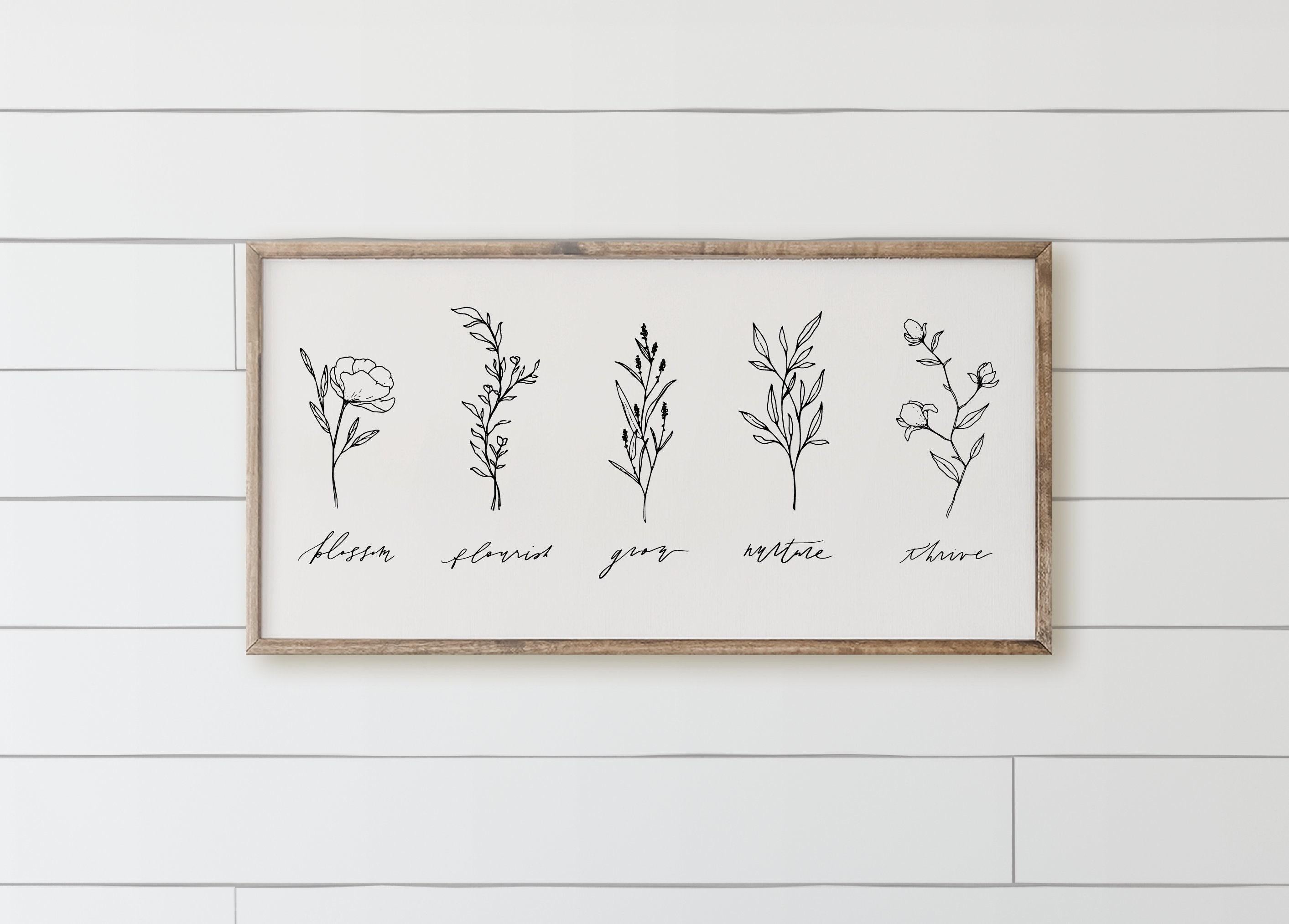 Wood Framed Sign - Wildflowers, rustic home decor, gallery wall, housewarming gift, framed decor, farmhouse style, spring decor