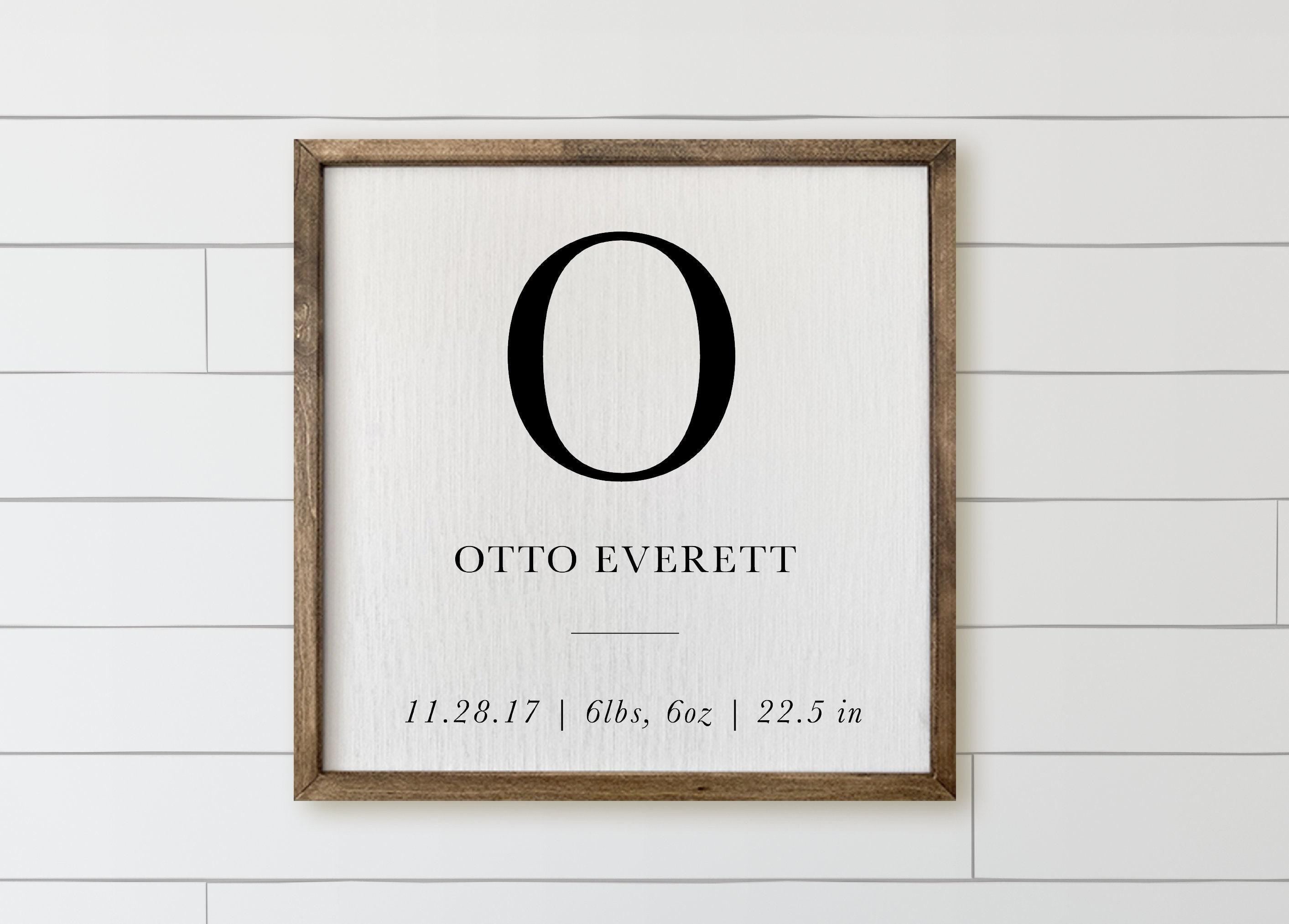 Wood Framed Sign - Personalized Baby Initial and Birth Stats, gallery wall, housewarming gift, framed decor, farmhouse style, wall decor