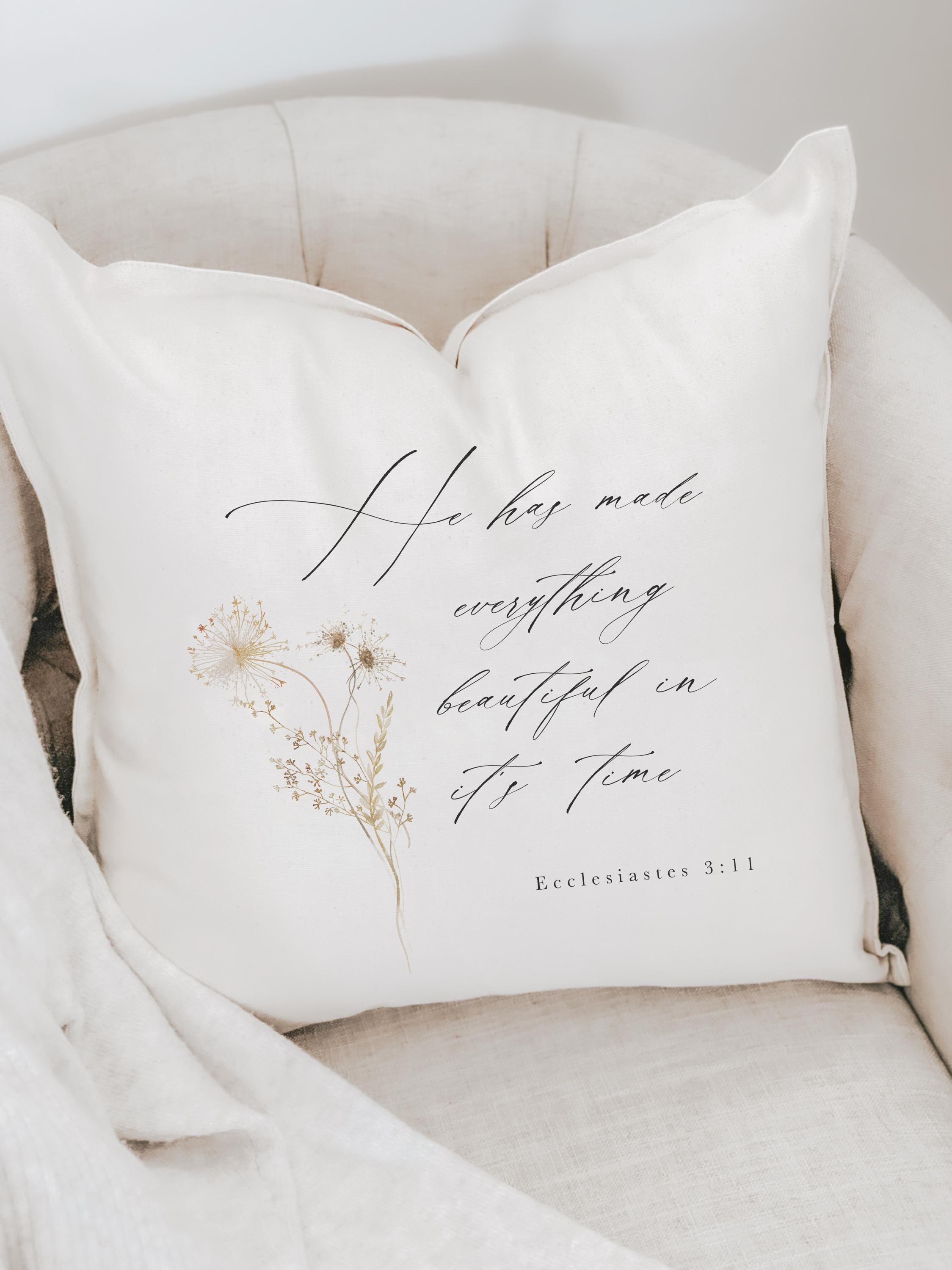 Throw Pillow - Ecclesiastes 3 - Autumn home décor, fall décor, cushion cover, throw pillow, seasonal pillow, cursive font décor