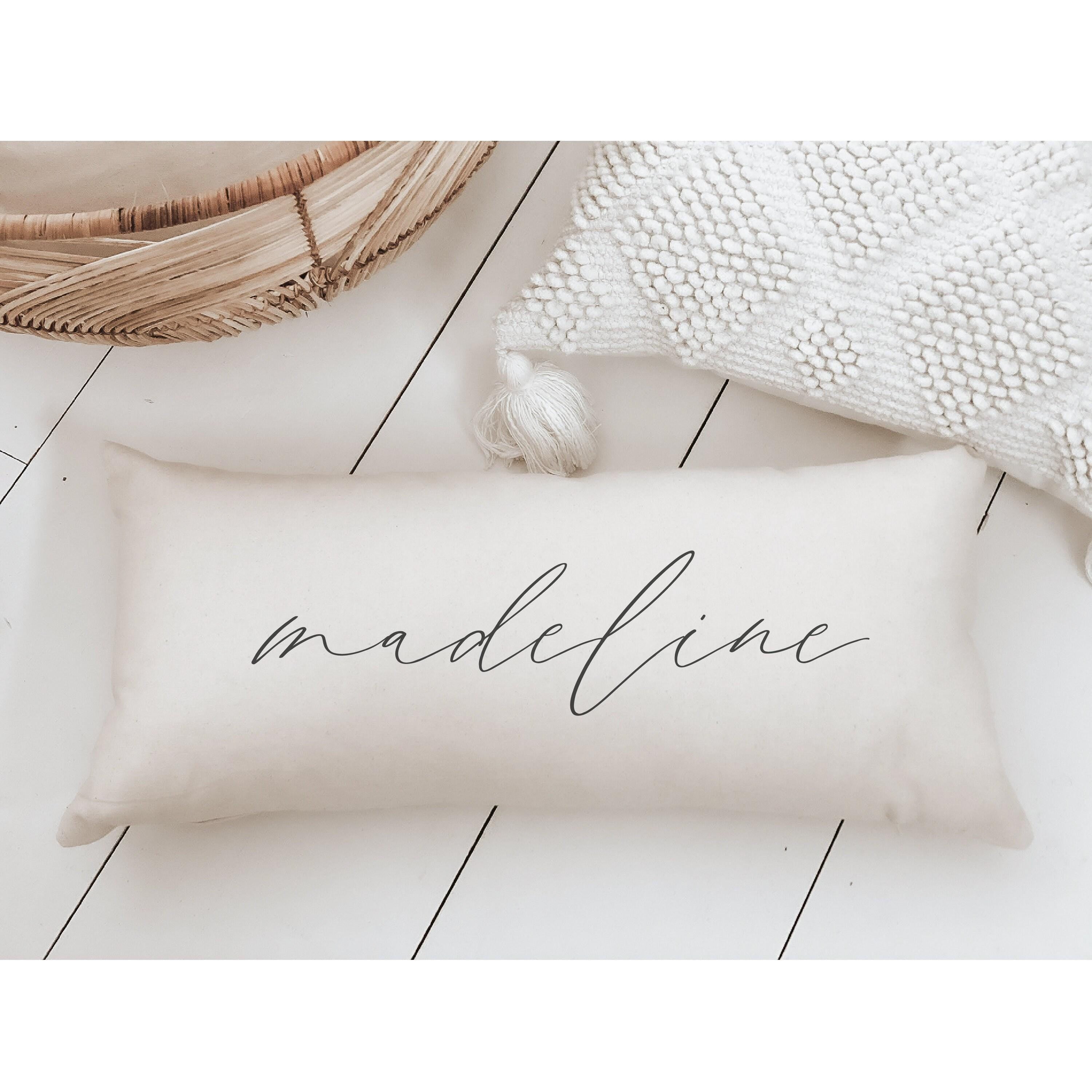 Personalized Calligraphy Lumbar Pillow: Organic Cotton Nursery Decor