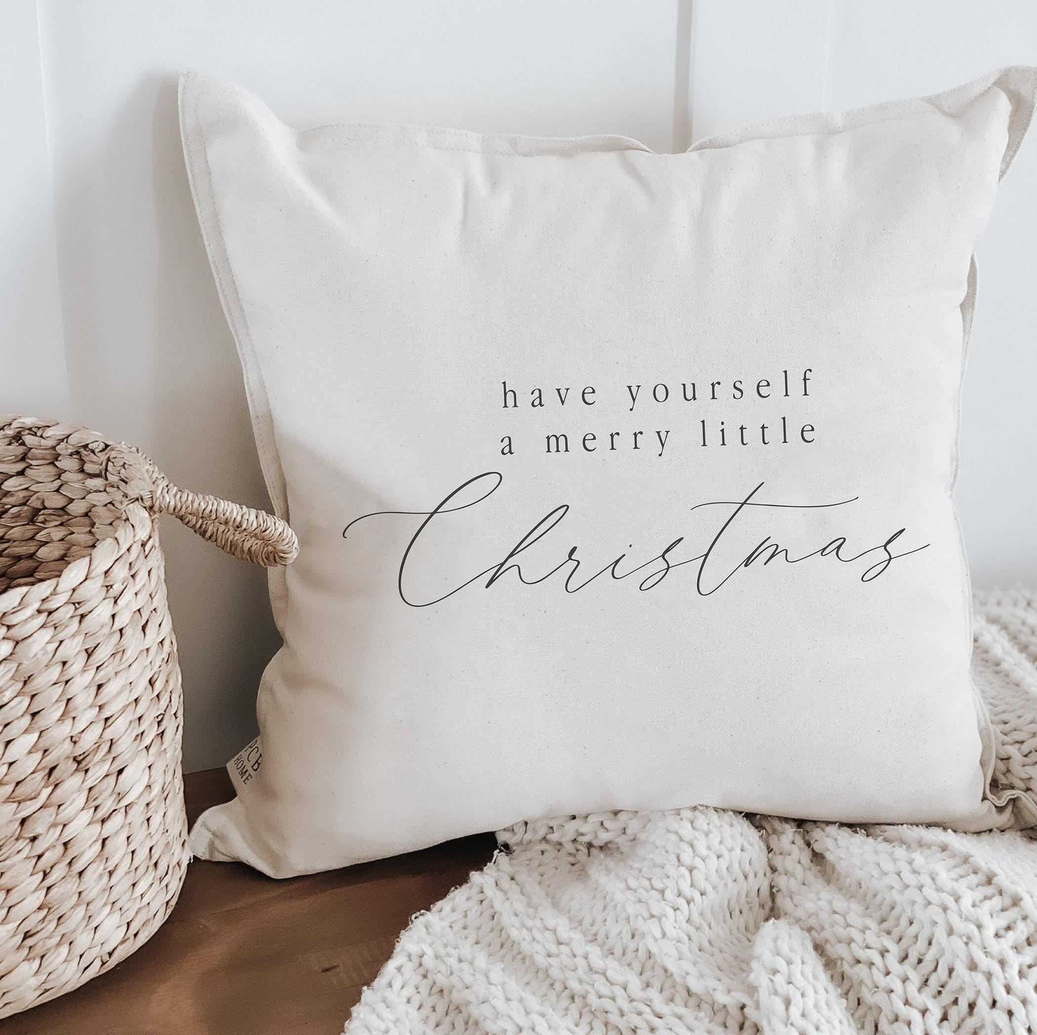 Christmas Throw Pillow - Have Yourself a Merry Little Christmas, Christmas decor, calligraphy, home decor, Winter pillow, seasonal pillow