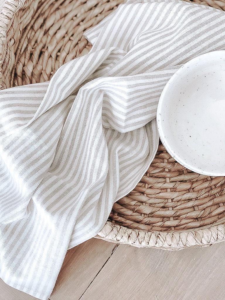 Striped Kitchen Towel - housewarming gift, kitchen decor, cozy home, linen cotton towel