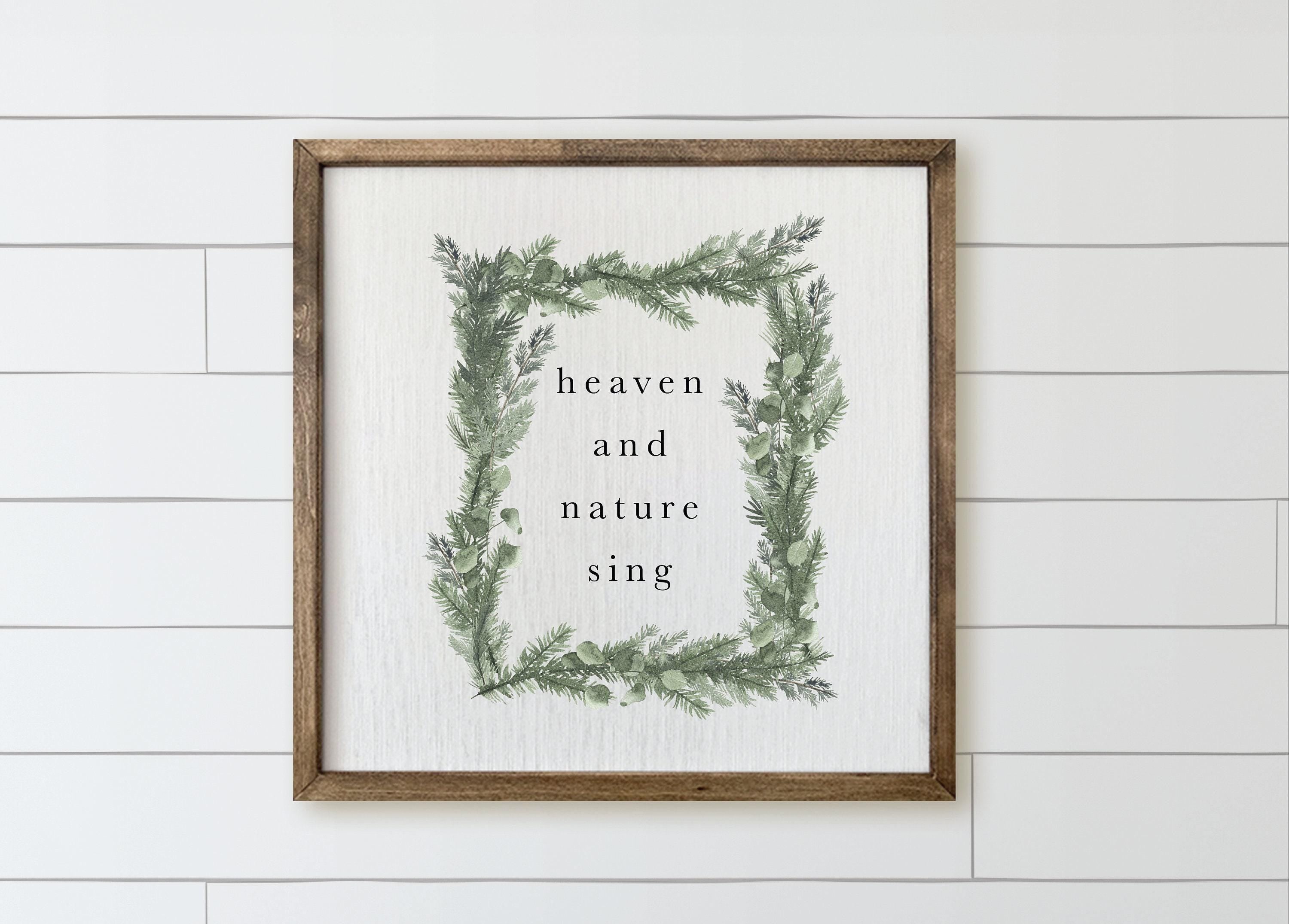 Wood Framed Sign - Heaven and Nature Sing Christmas Wreath Wood Framed Sign, gallery wall, housewarming gift, framed decor, wall decor