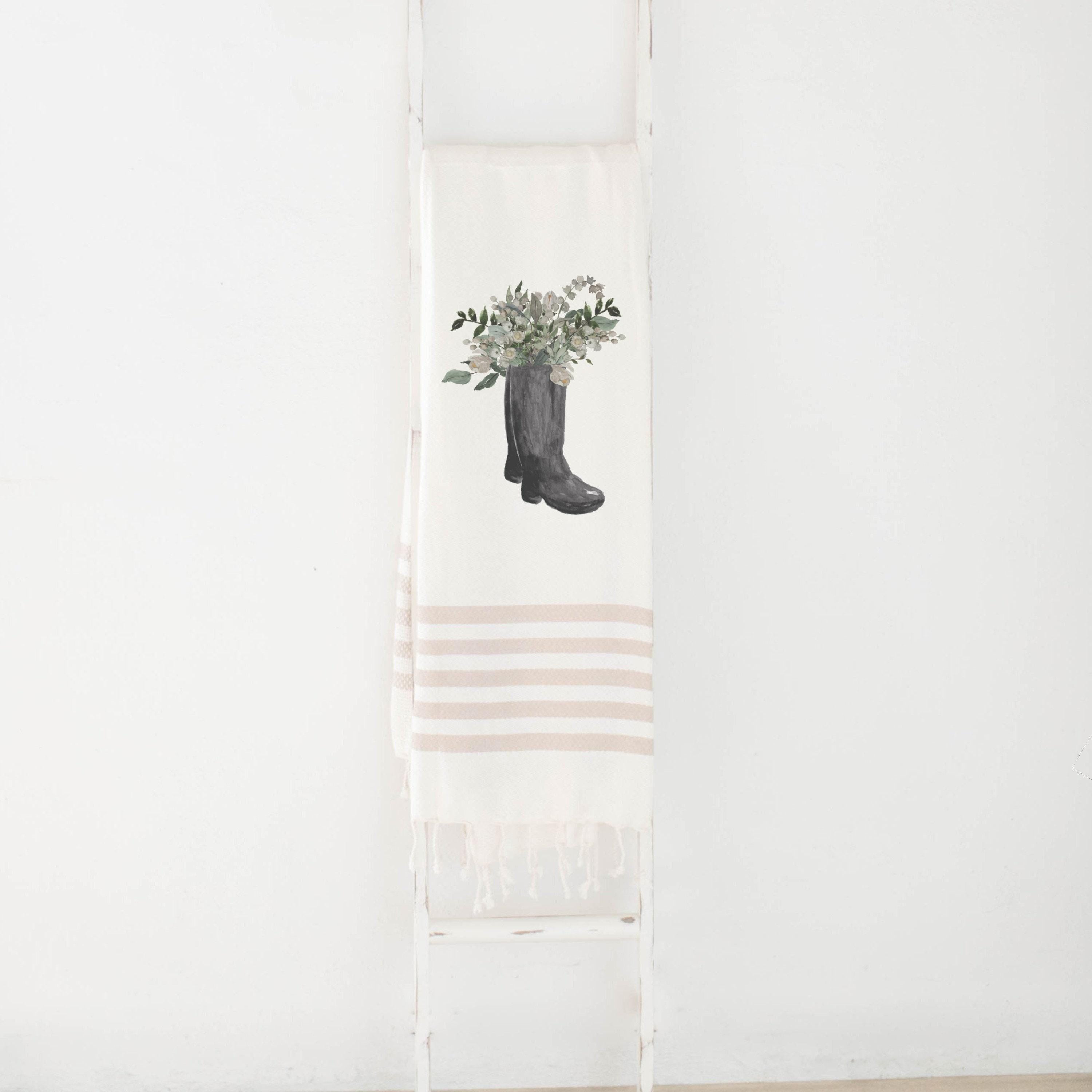 Throw Blanket - Boots Watercolor, Lightweight Spring Summer Decor, Made in USA, Living Room, Birthday Present, Gift, Spring Decor