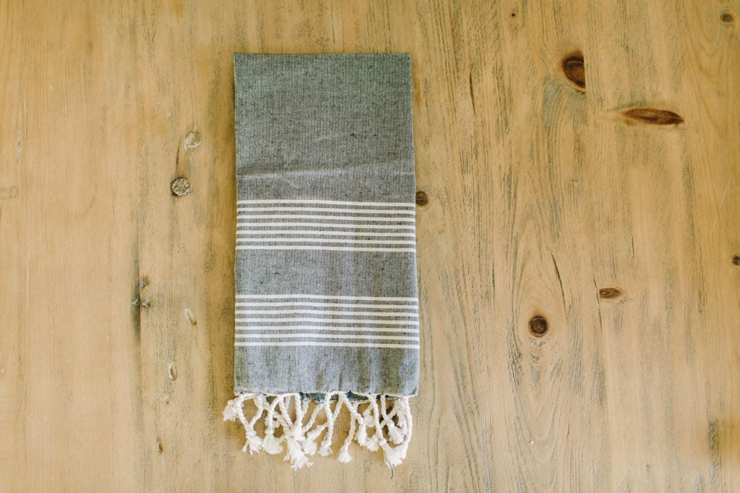 Accent Tea Towel - Grey Striped, present, housewarming, wedding favor, kitchen decor, women's gift, flour sack dish cloth