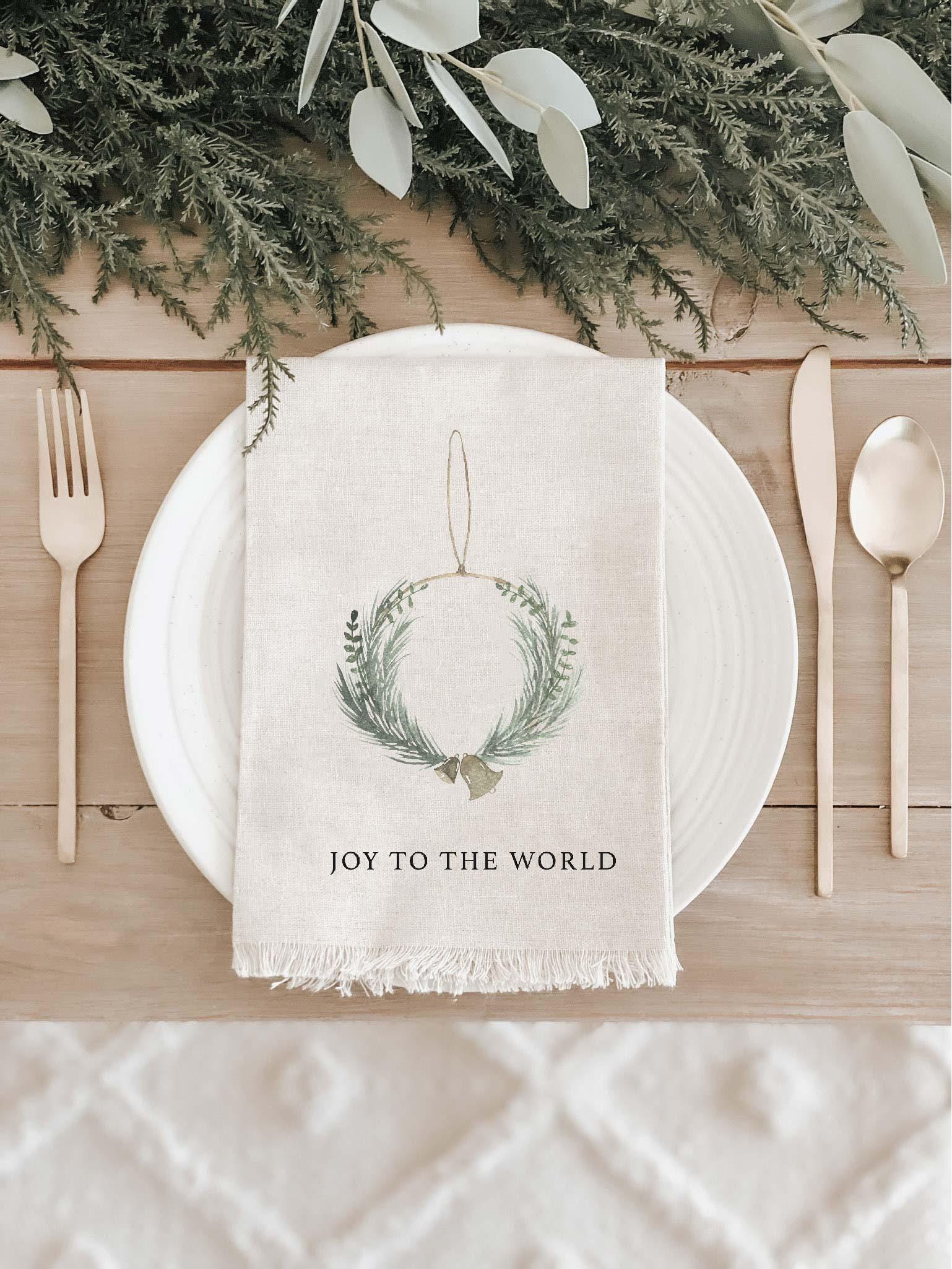 Christmas Napkin - Joy to the World, home decor, Holiday present, housewarming gift, tableware, place setting, set the table, linen napkin