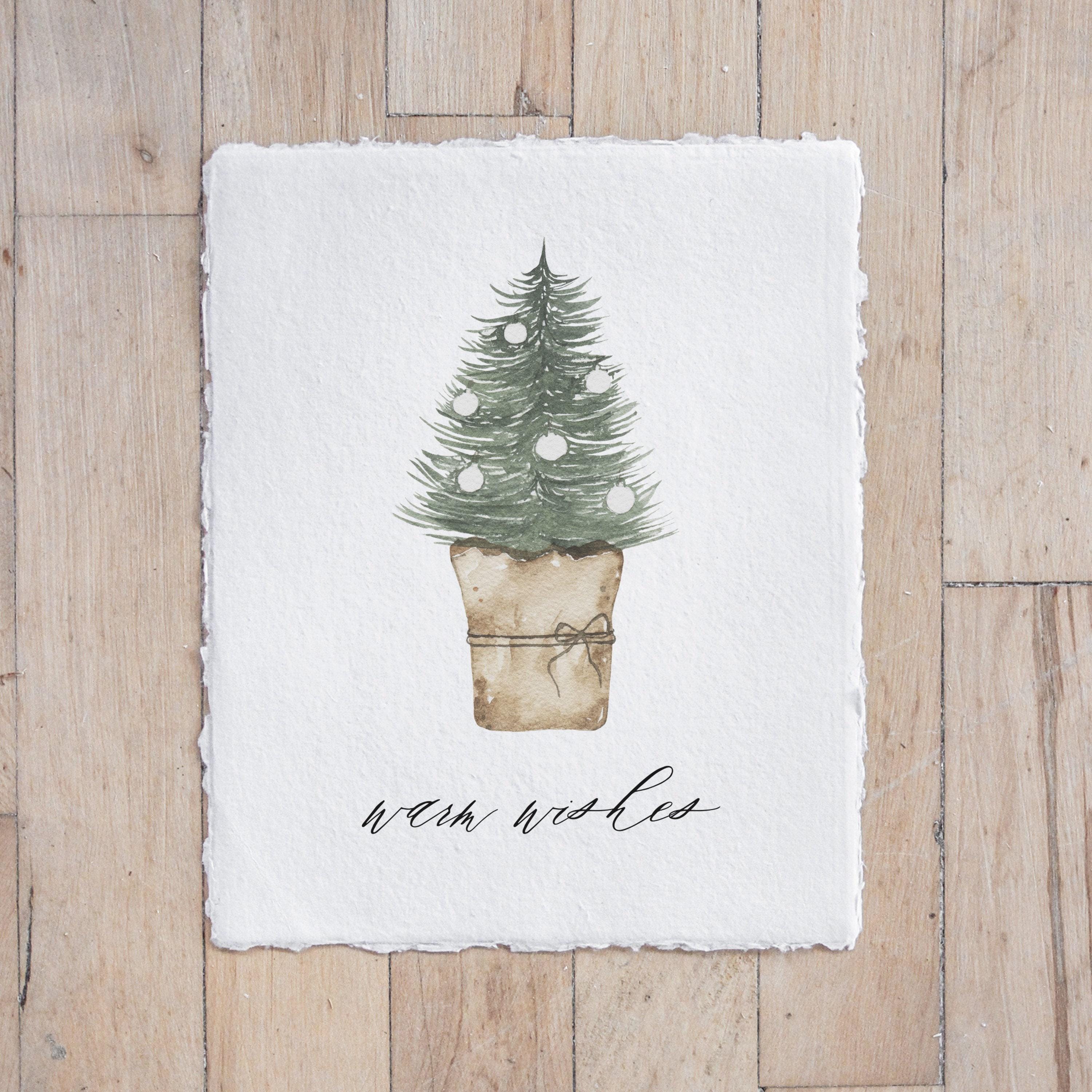 Christmas Calligraphy Print - Warm Wishes Watercolor - Vertical, Winter Decor, Gift, Holiday Gift, Seasonal Home Decor, Christmas decor