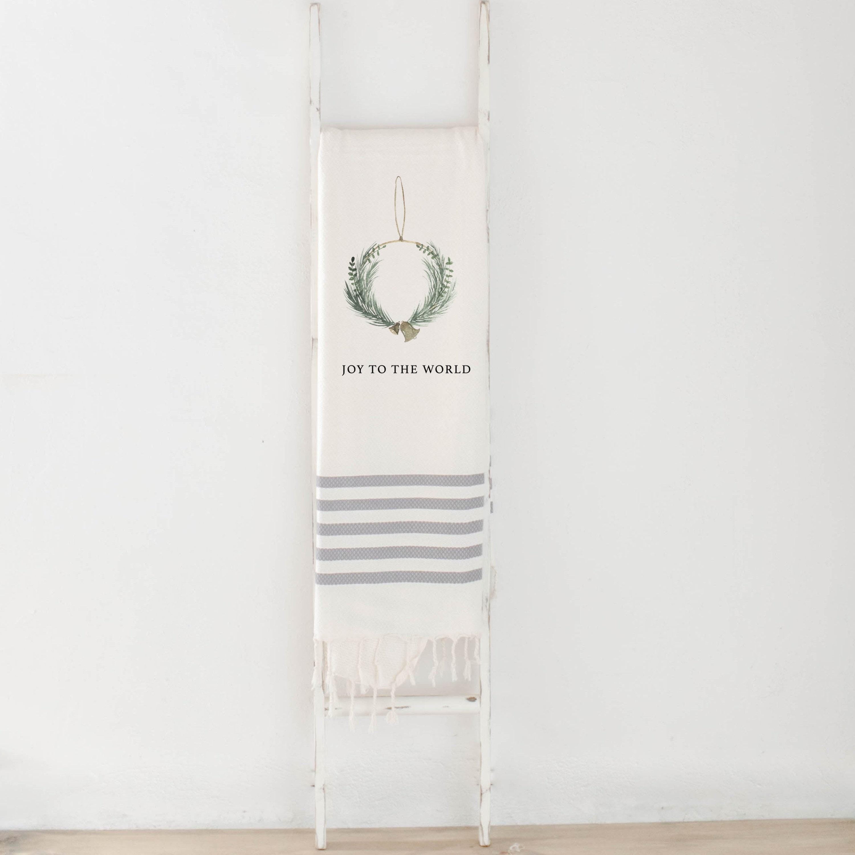 Christmas Throw Blanket - Joy to the World Wreath Watercolor, Lightweight blanket, Winter Decor, Seasonal gift, Christmas, wreath