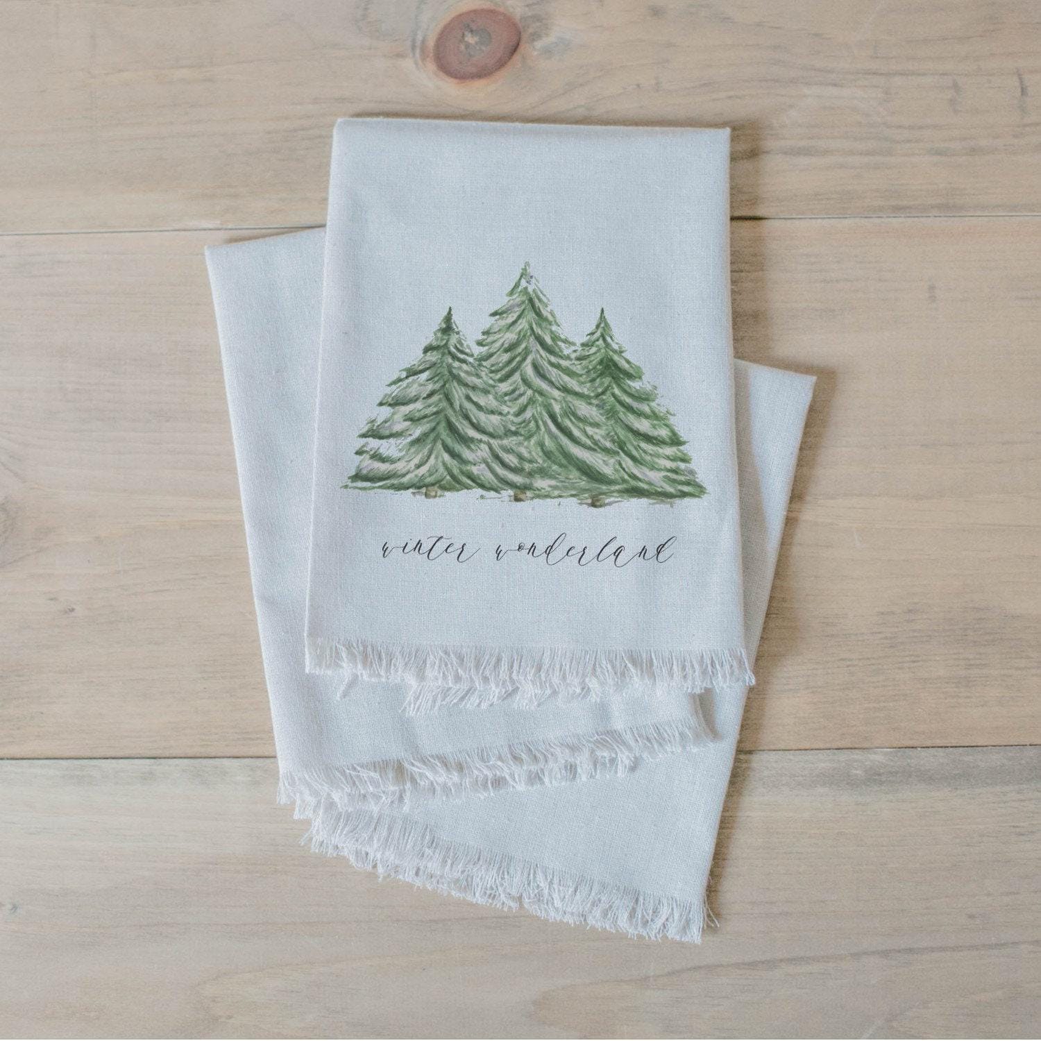 Christmas Napkin Set - Winter Wonderland Watercolor, Home Decor, Housewarming, Tableware, Place Setting, Table Setting, Seasonal Decor