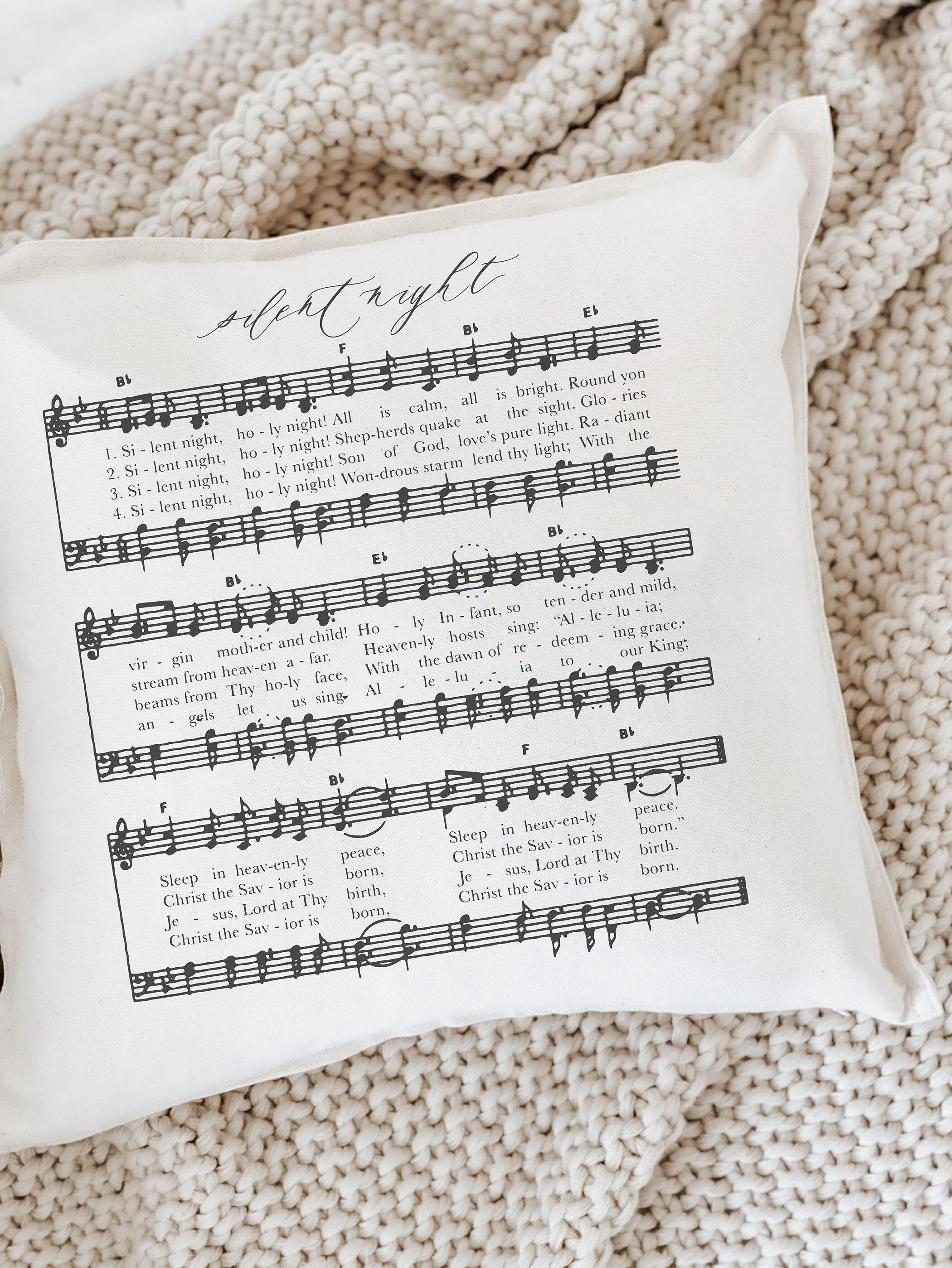 Christmas Throw Pillow - Silent Night Hymn - Christmas decor, home decor, holiday decorative pillow, cushion cover, seasonal pillow