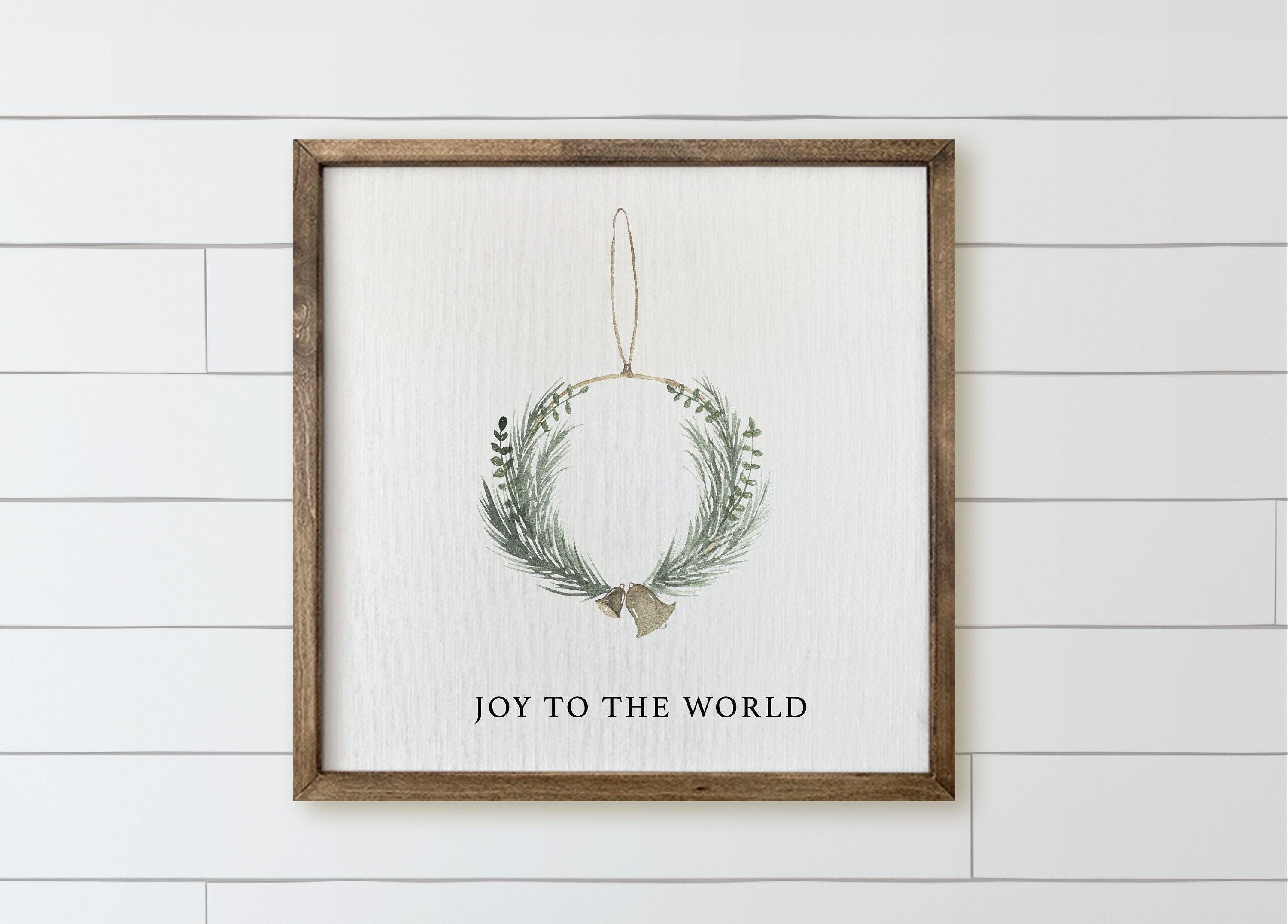 Wood Framed Sign - Joy To The World Wreath Wood Framed Sign, gallery wall, housewarming gift, framed decor, farmhouse style, wall decor