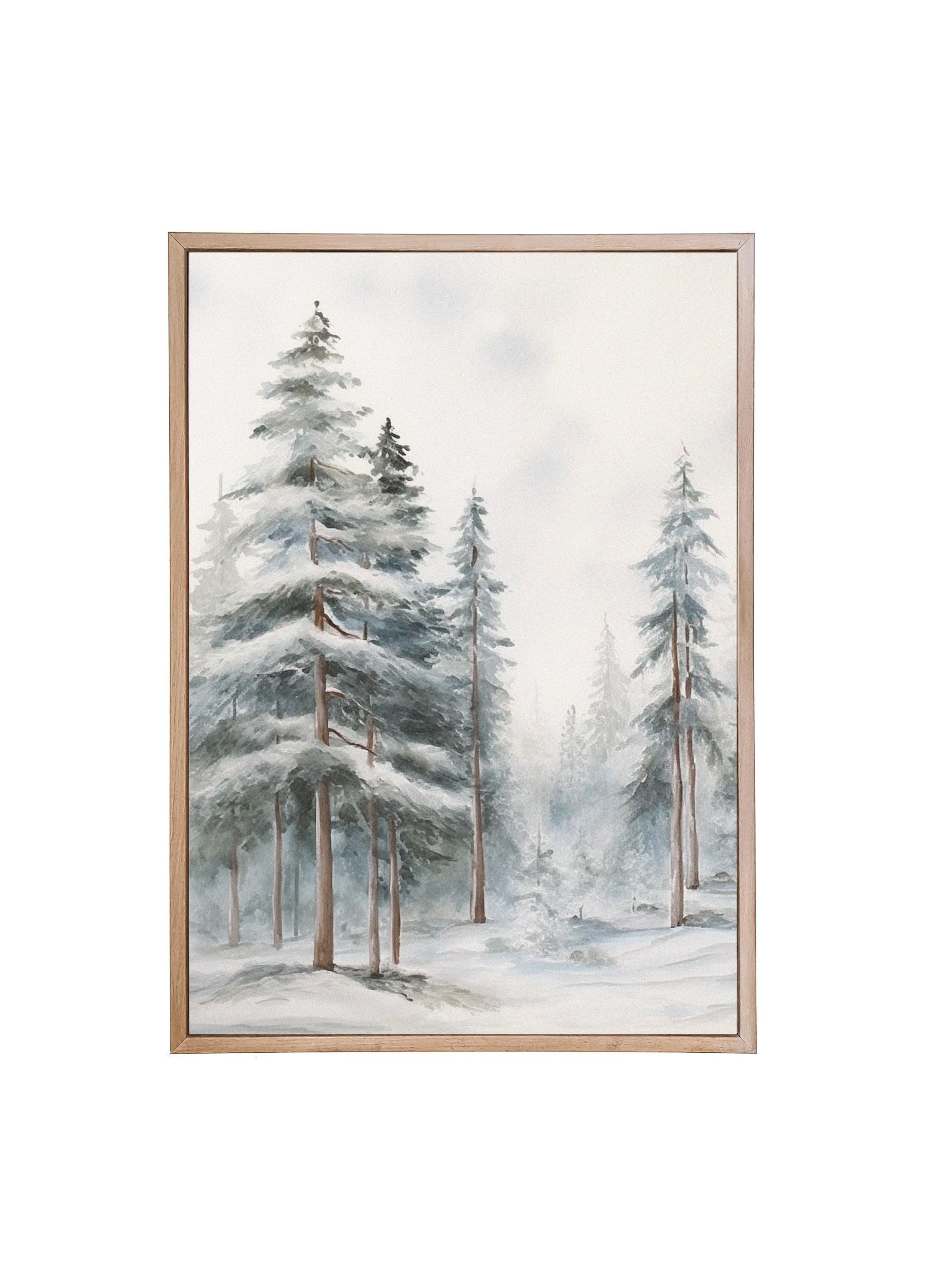 Wood Framed Print - Glistening Trees - Handmade in USA, gallery wall art, holiday wall art, christmas decor, framed decor