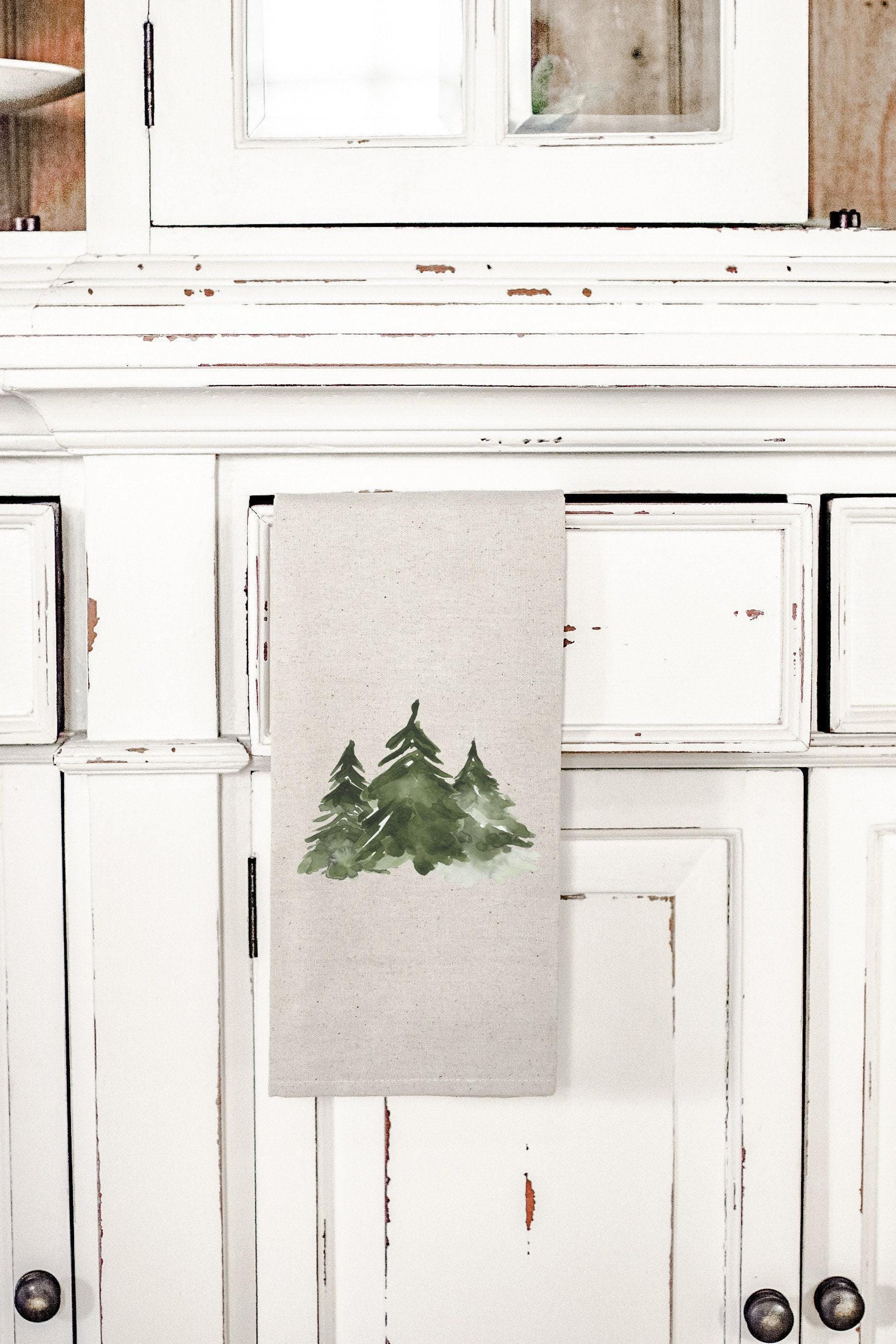 Christmas Kitchen Towel - Trees Trio - Handmade in USA, Holiday Kitchen Towel, Festive Dish Towel, Seasonal Kitchen Linen, kitchen decor