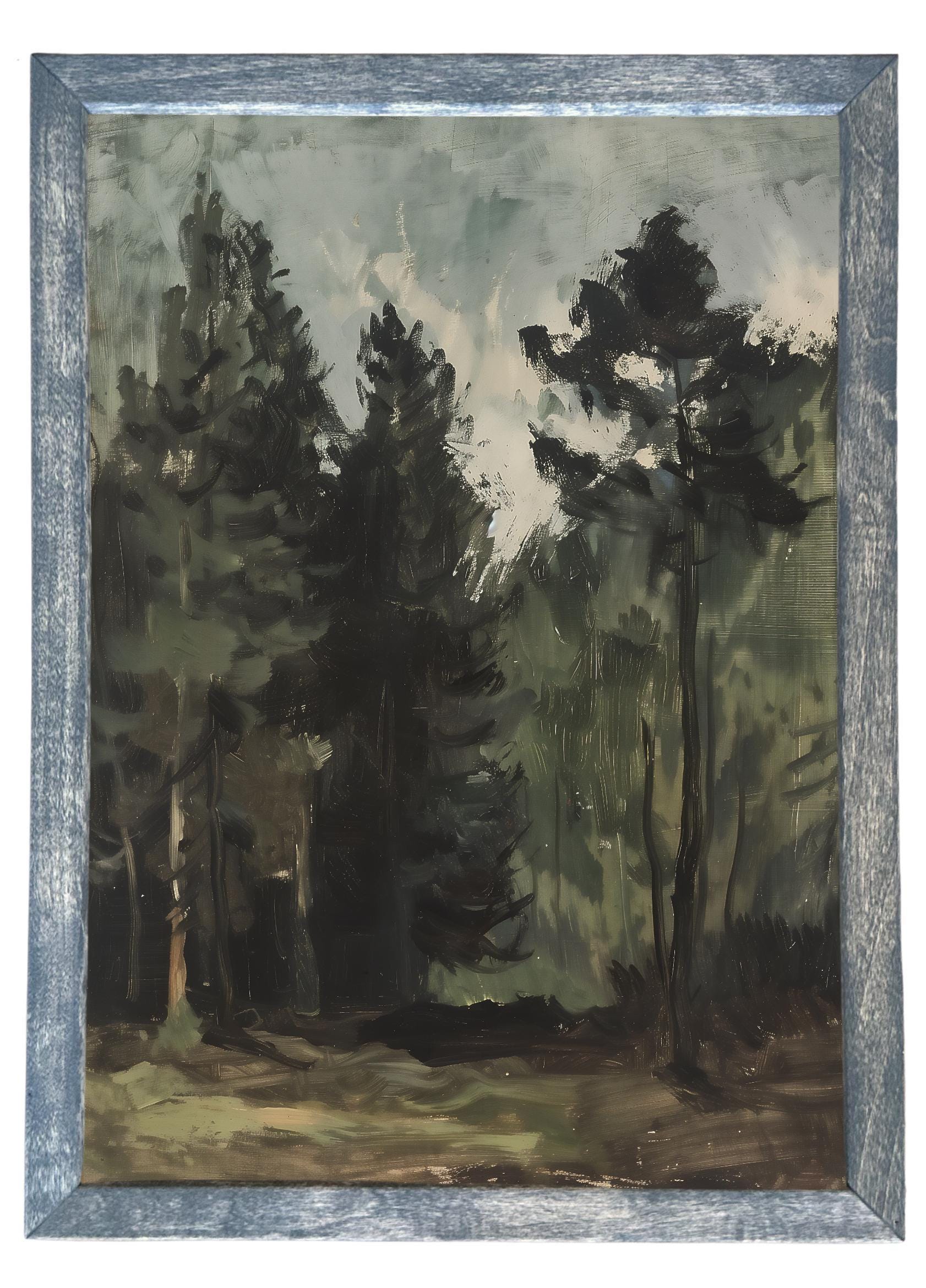 Wood Framed Print - Deep Evergreen Trees - Handmade in USA, gallery wall art, winter wall art, holiday frame, framed decor