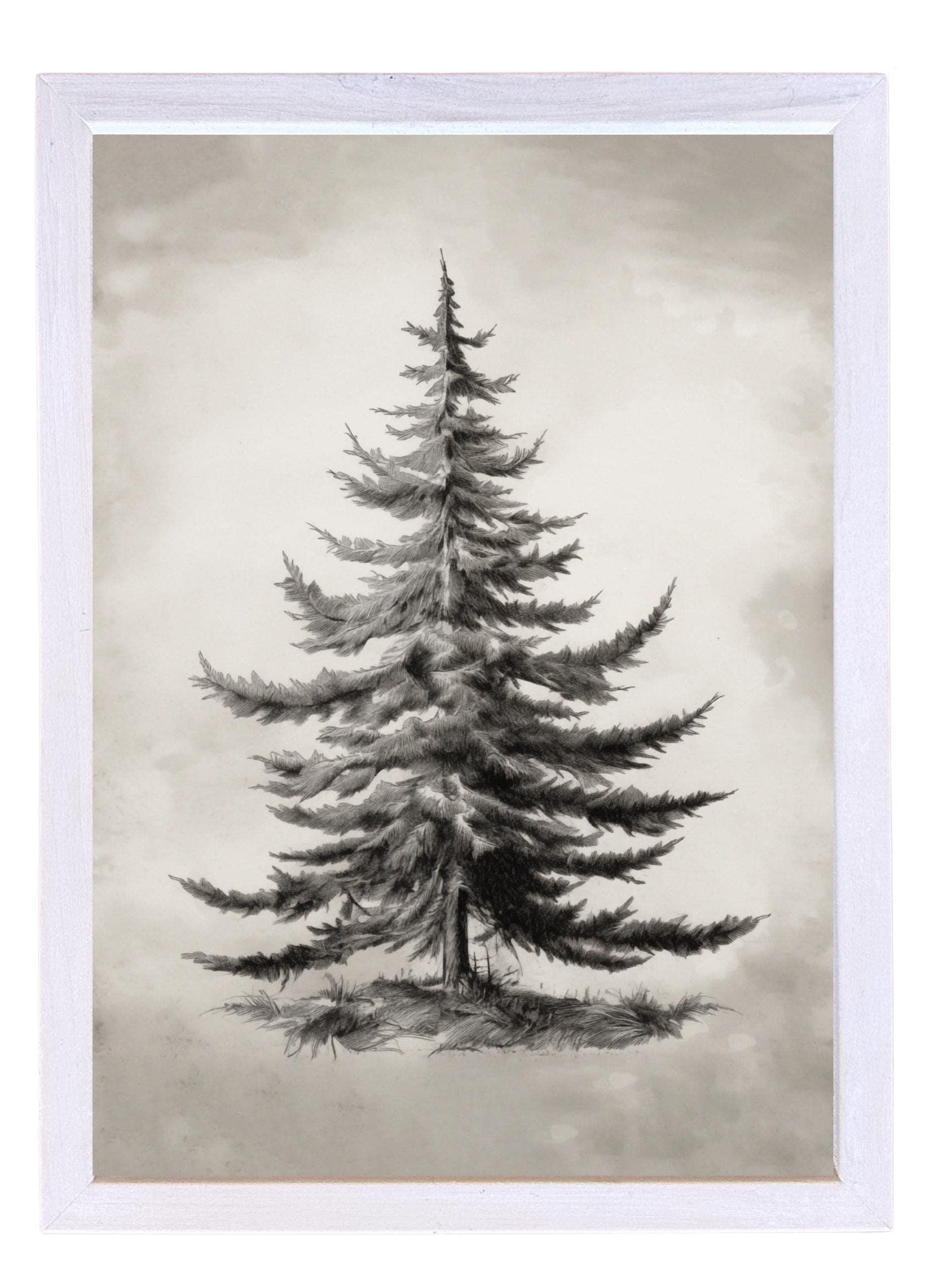 Wood Framed Print - Black and White Winter Tree - Handmade in USA, gallery wall art, holiday wall art, christmas decor, framed decor
