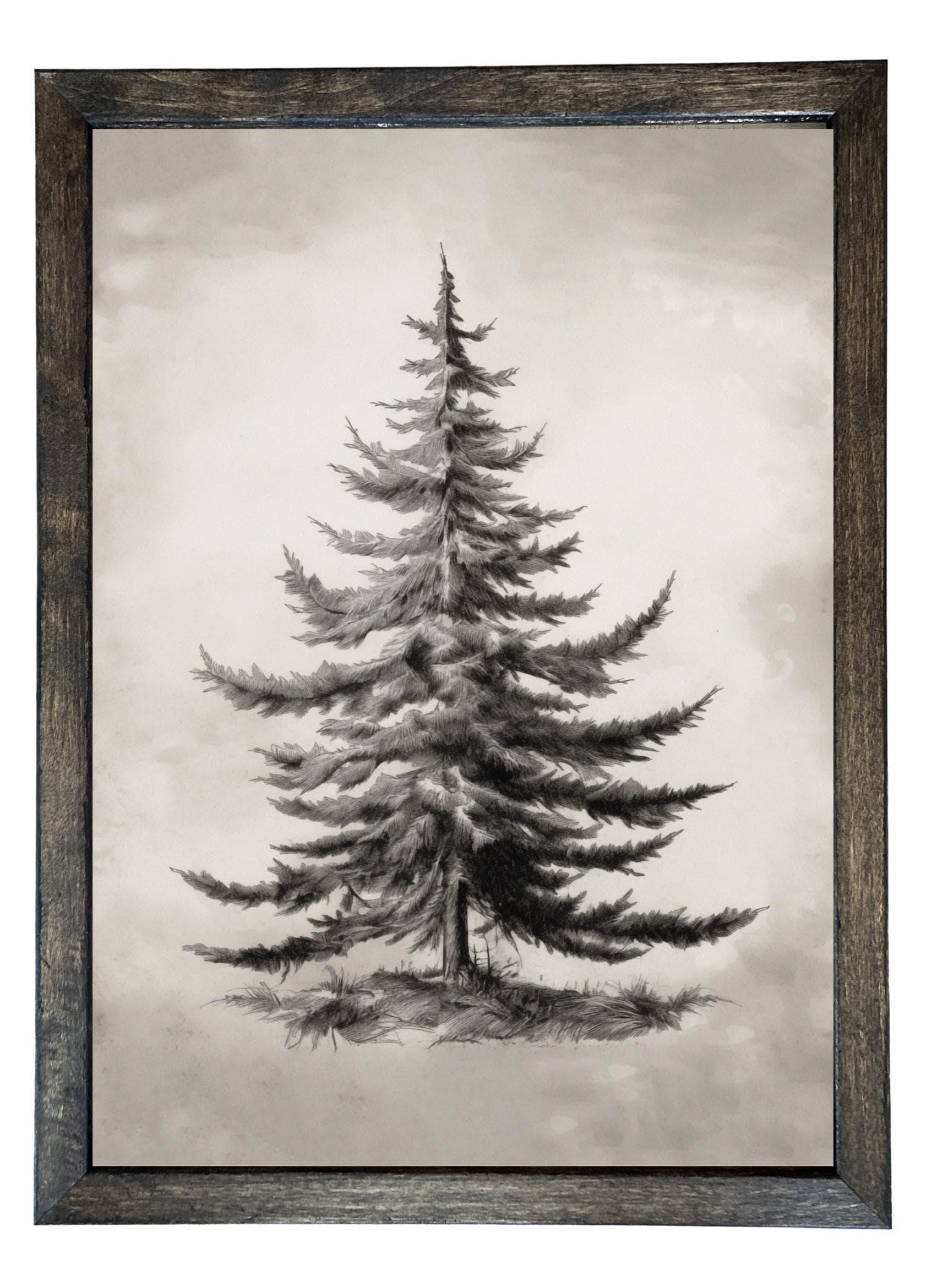 Wood Framed Print - Black and White Winter Tree - Handmade in USA, gallery wall art, holiday wall art, christmas decor, framed decor