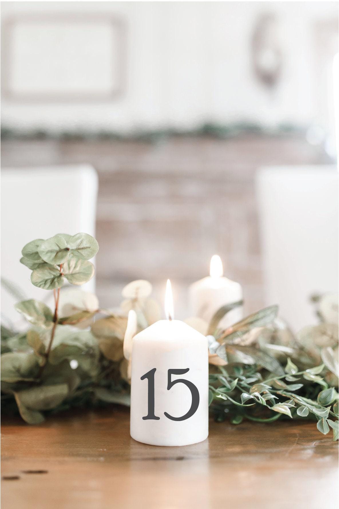 Bulk Listing - Pillar Candle - Wedding Table Numbers - wedding décor, set of table numbers, 4 inch candles