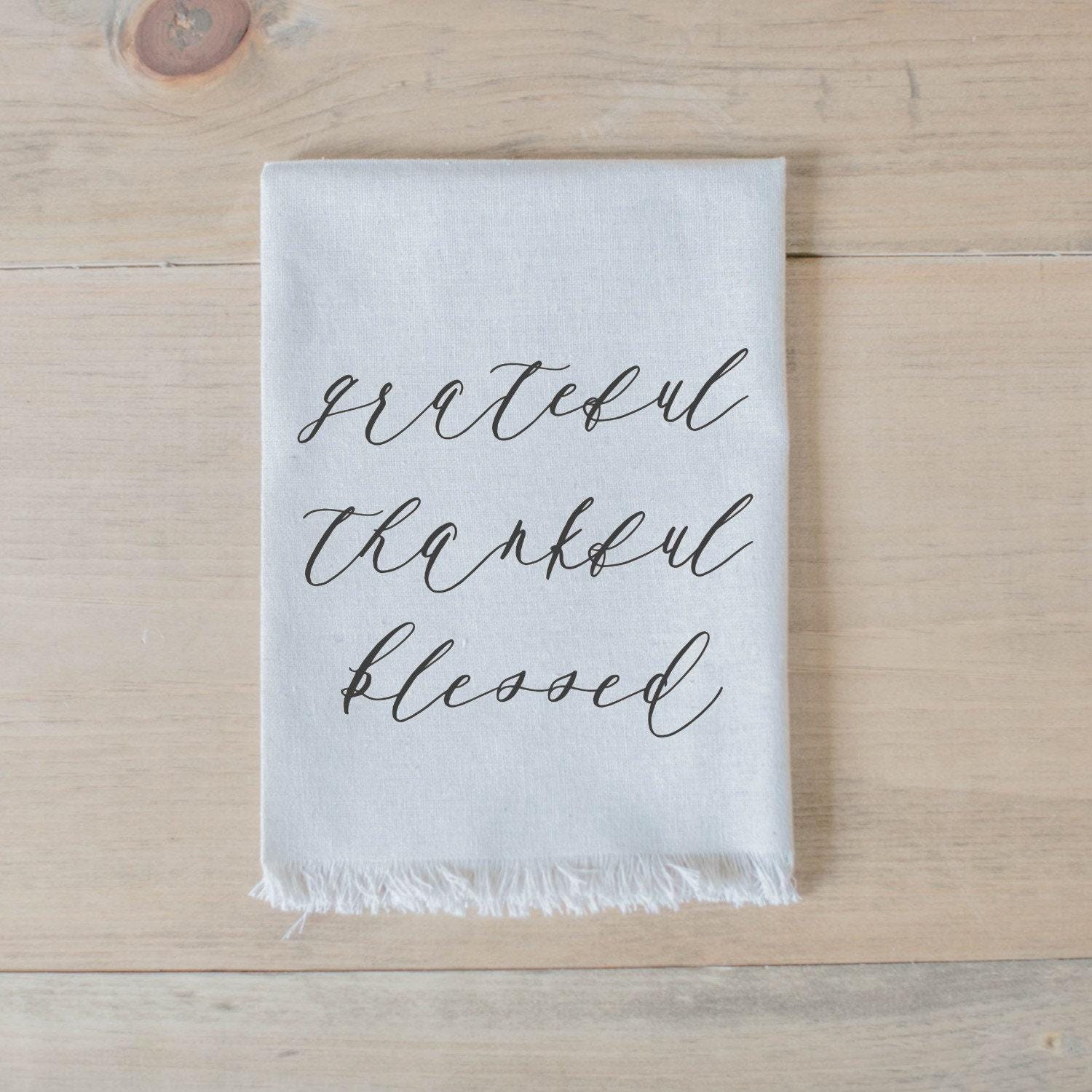 Napkin - Grateful Thankful Blessed, home decor, tableware, table scene, place setting, set the table, thanksgiving, fall decor