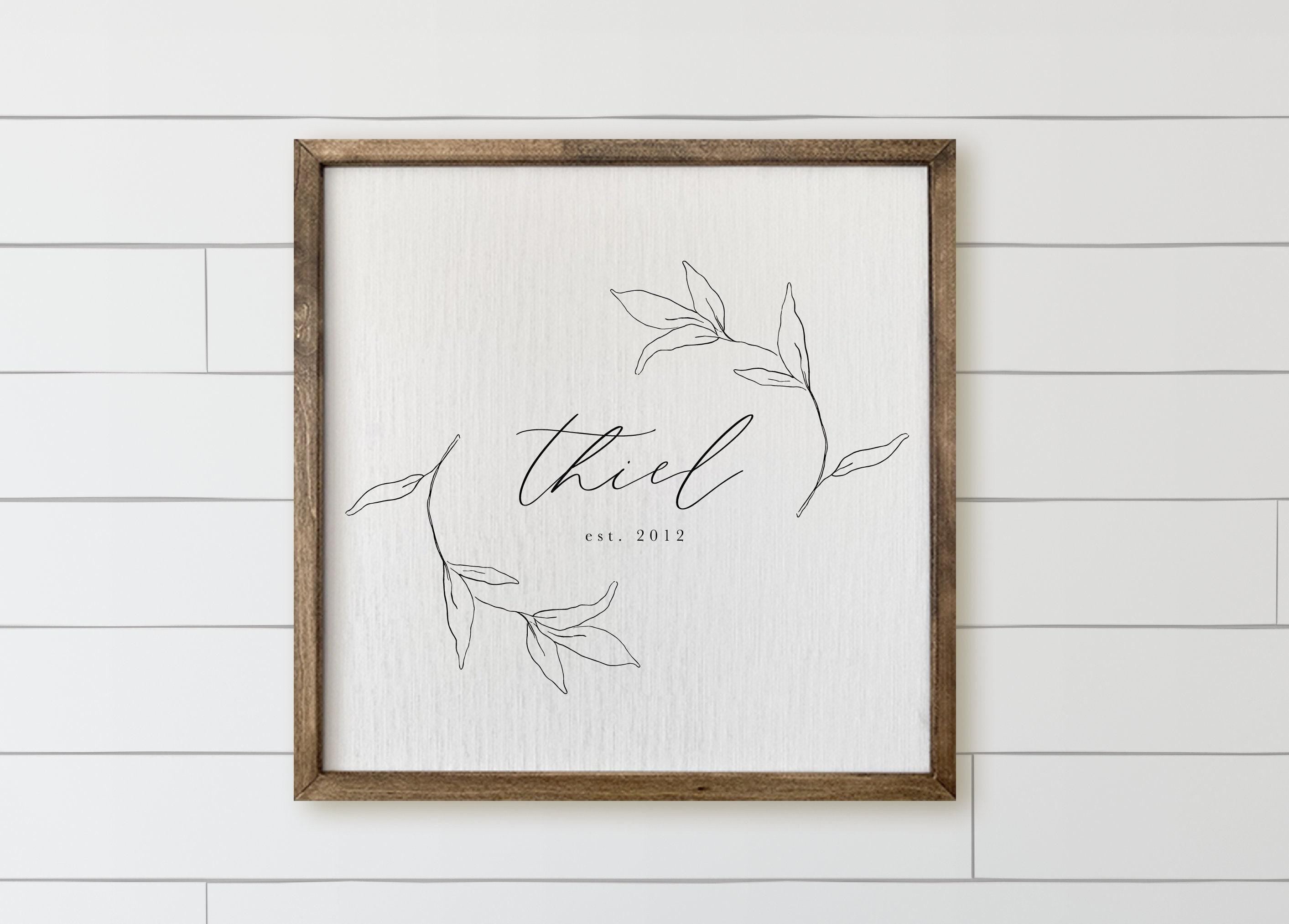 Wood Framed Sign - Personalized Last Name with Laurels, gallery wall, housewarming gift, framed decor, farmhouse style, wall decor