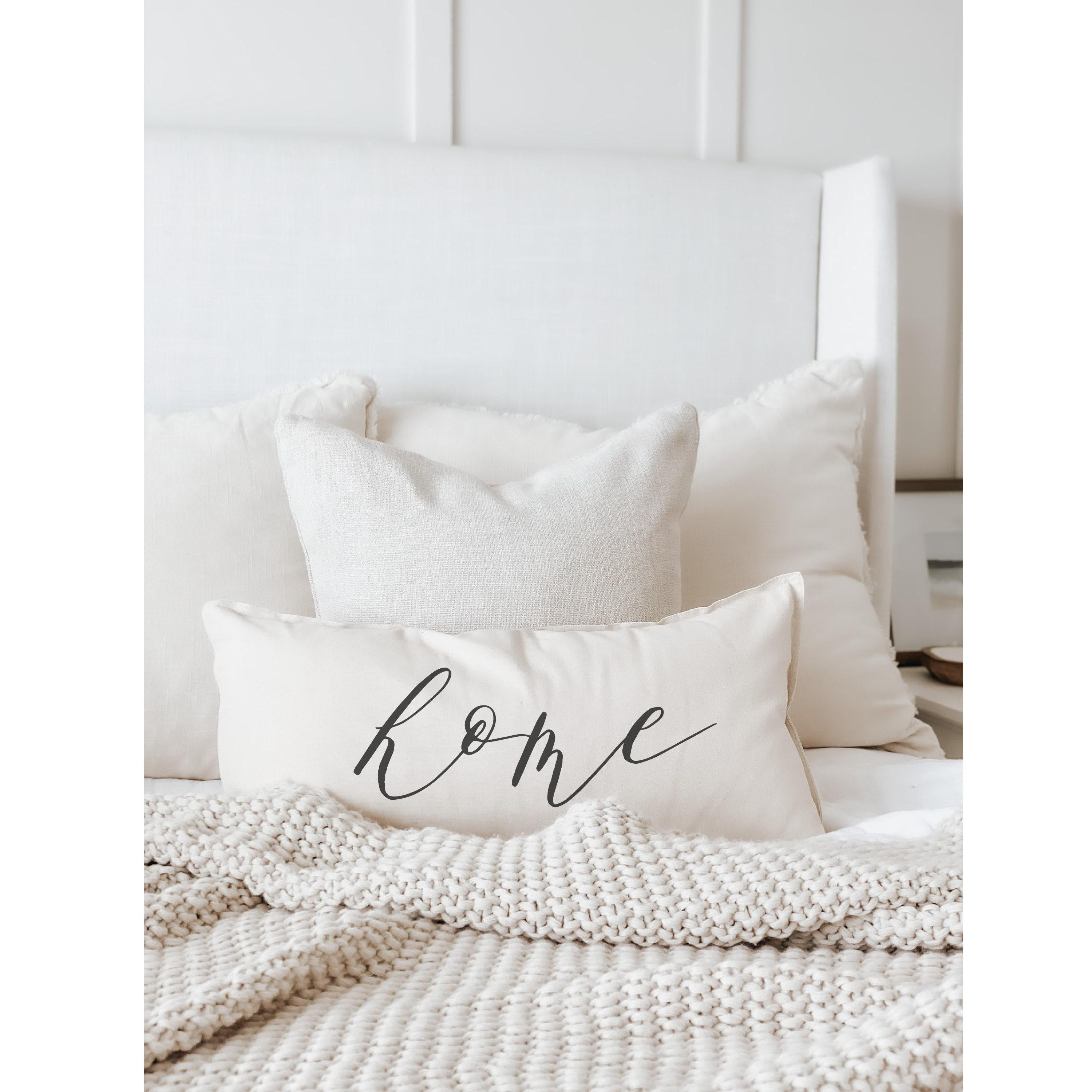 Farmhouse Lumbar Pillow Cover: Organic Cotton Home Decor, Made in USA