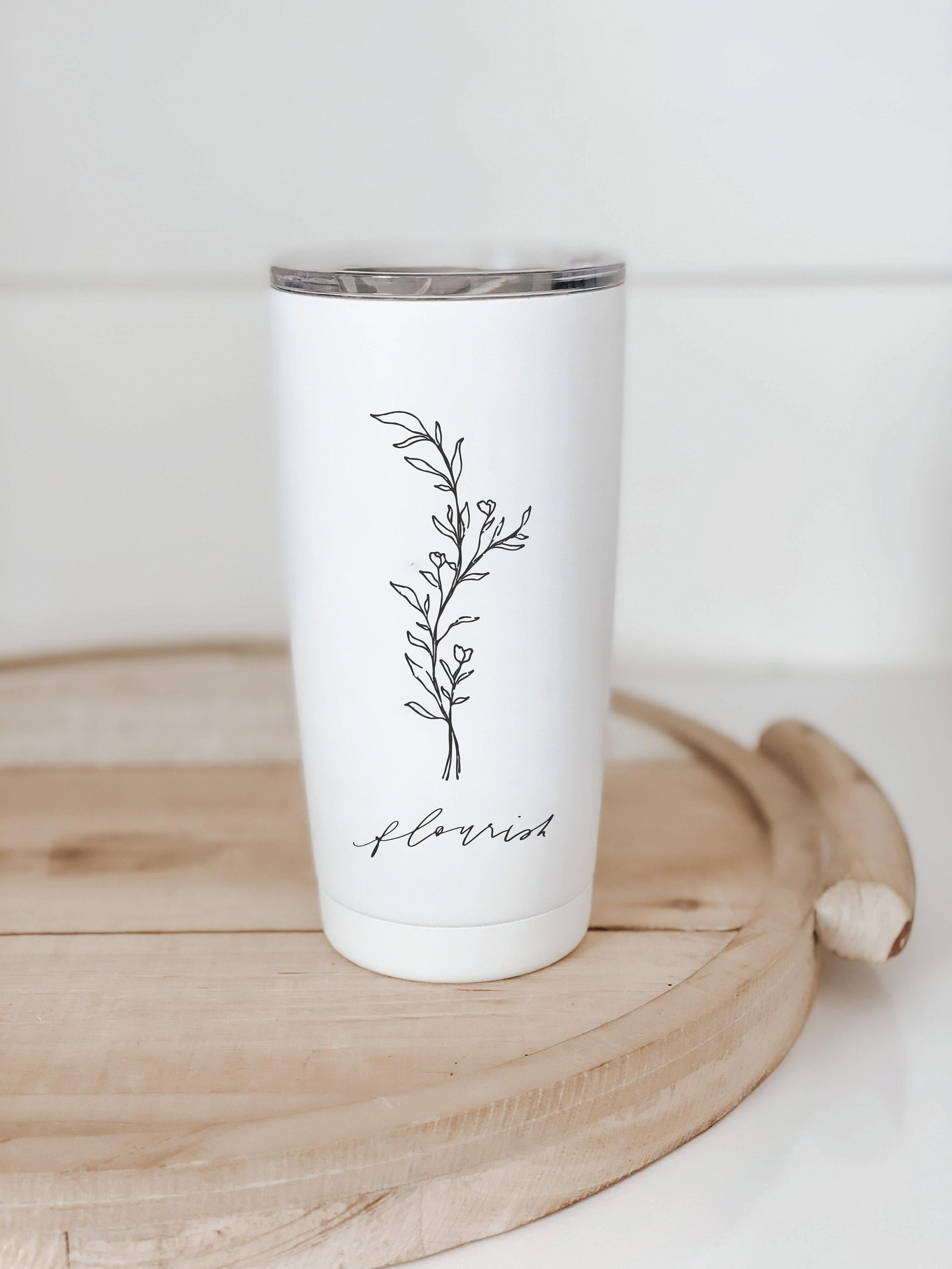 Travel Mug - Wildflower Design - mug, coffee lover, tumbler, drinkware, everyday, travel