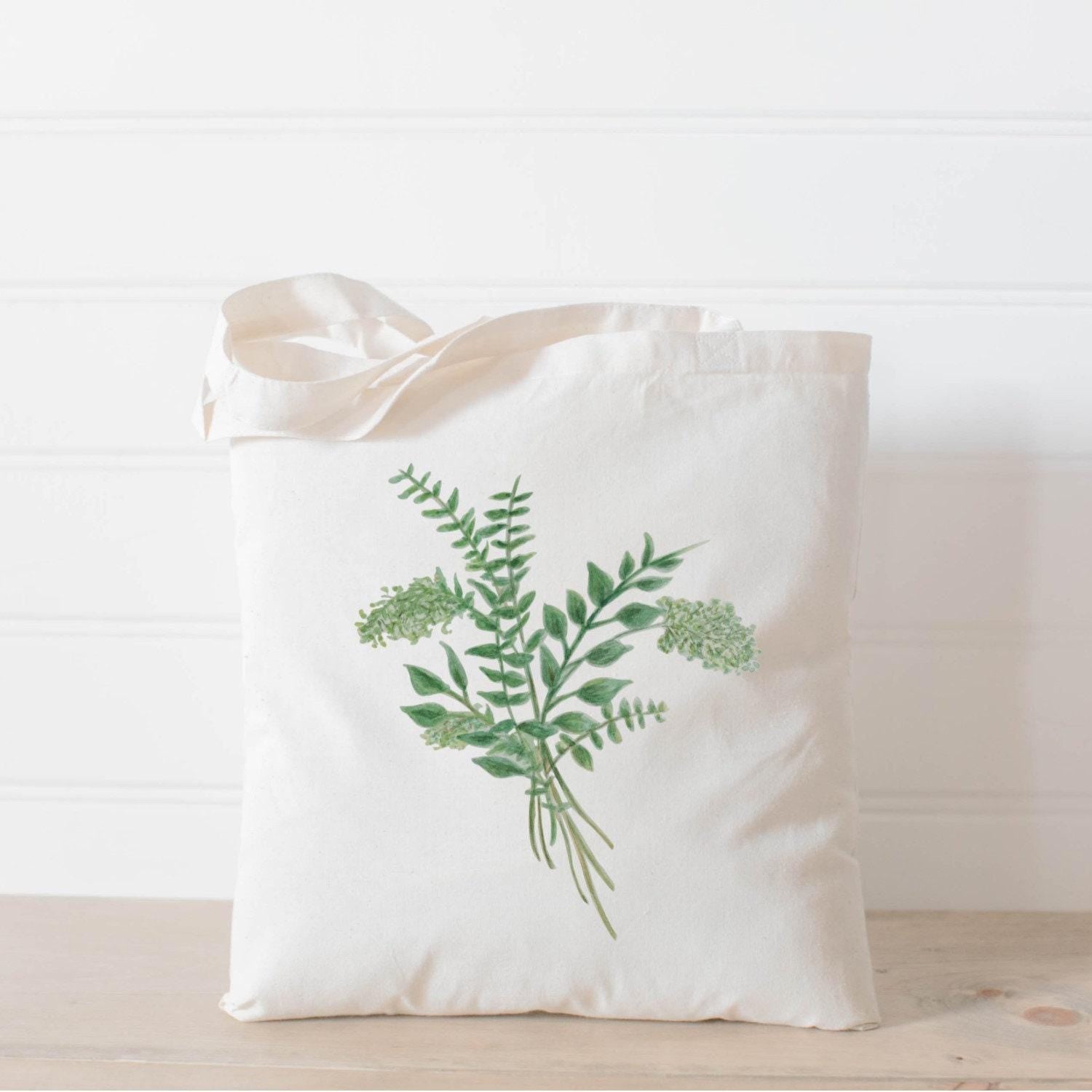 Eucalyptus Watercolor Organic Cotton Tote Bag