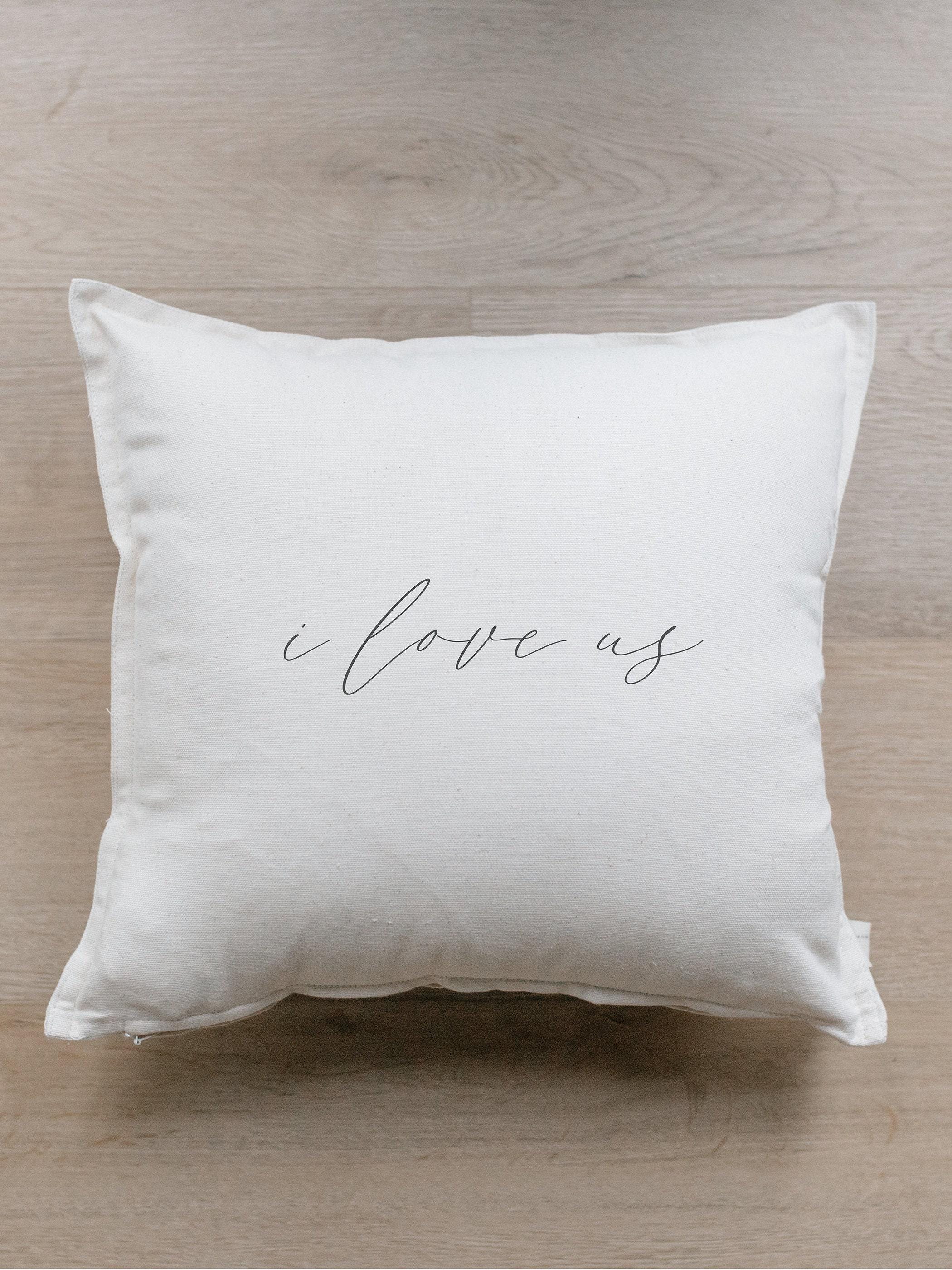 I Love Us Throw Pillow: Organic Cotton Calligraphy Cushion Cover