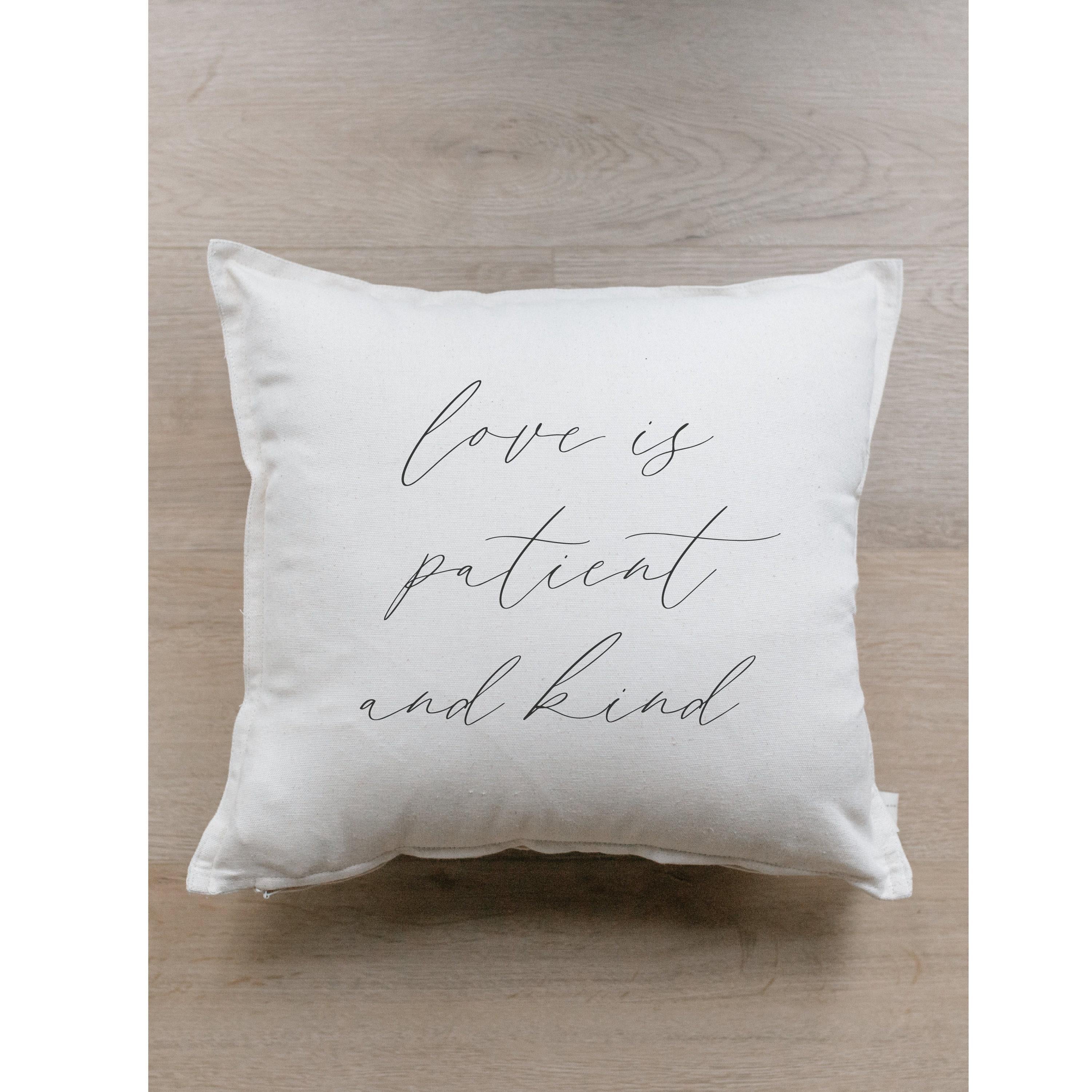 Love is Patient Pillow: Vintage Farmhouse Calligraphy Cushion Cover