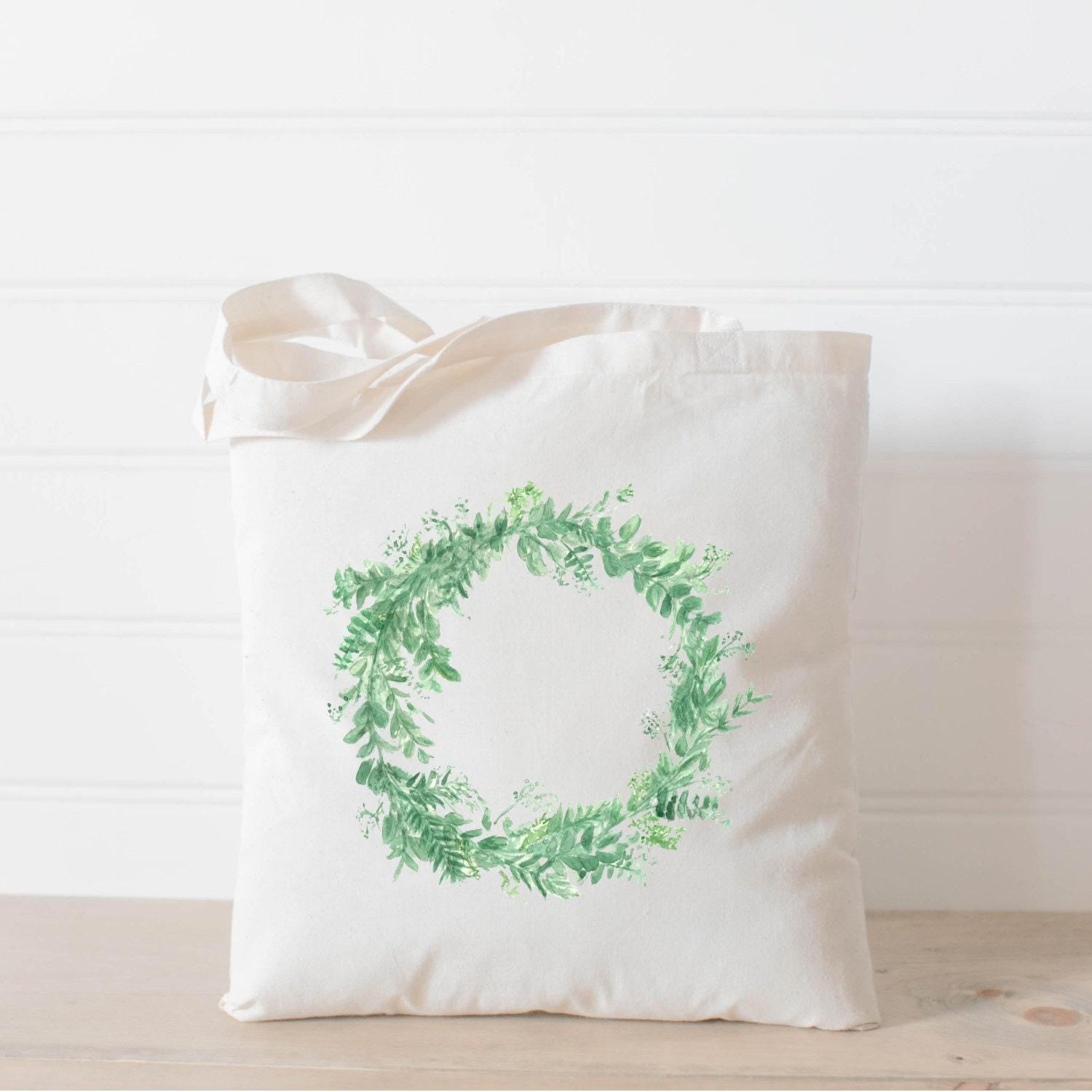 Tote Bag - Floral Wreath Watercolor - Summer, housewarming gift, wedding favor, bridesmaid gift, women's gift