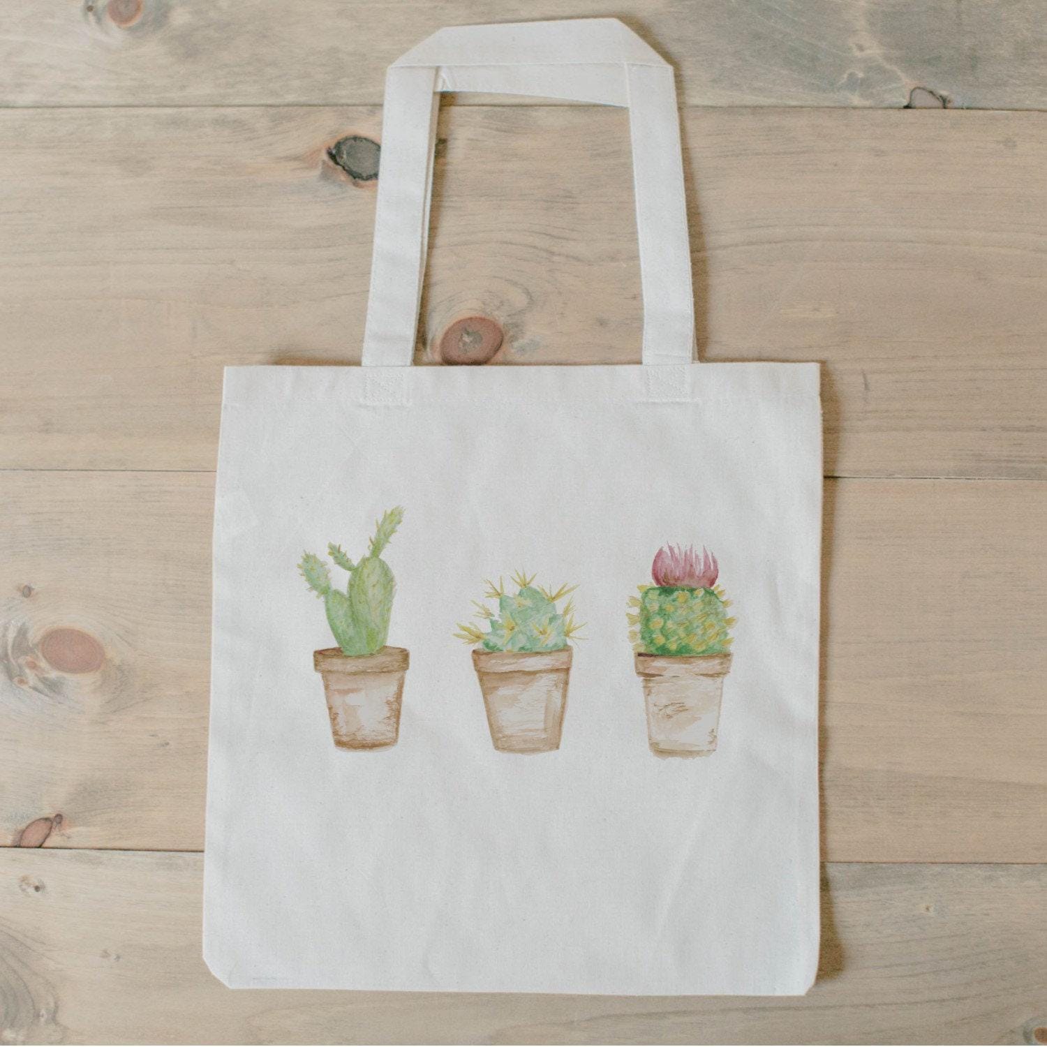 Tote Bag - Cactus Watercolor, bridal party present, housewarming gift, wedding favor, bridesmaid gift, women's gift