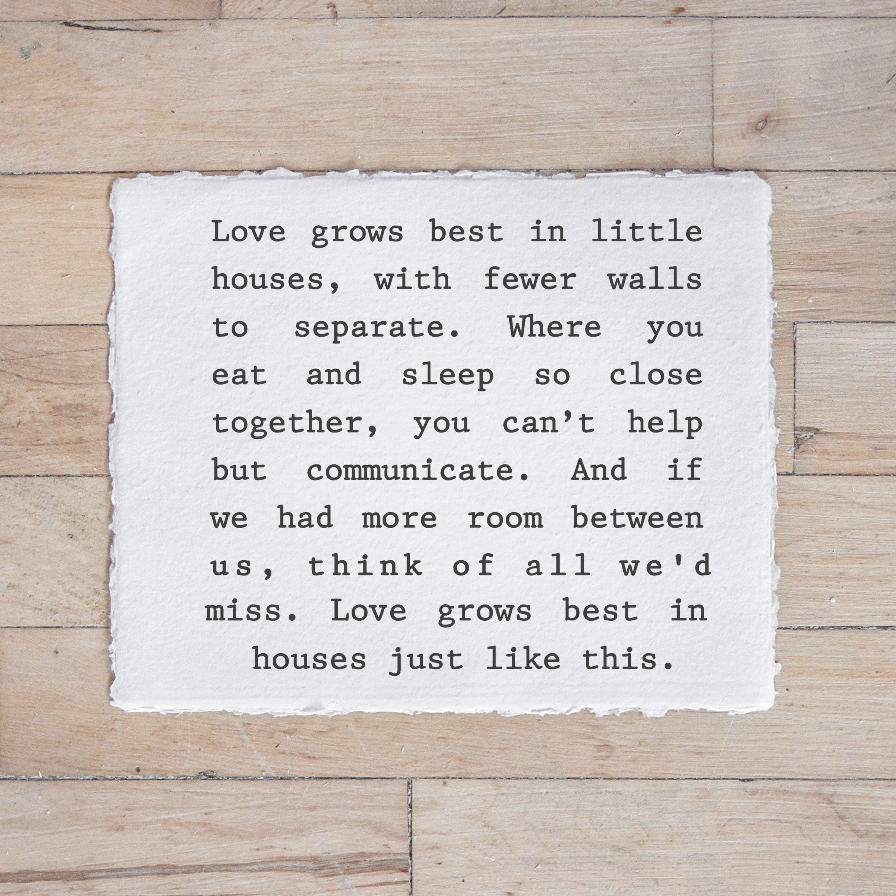 Calligraphy Print - Love Grows Best - Horizontal