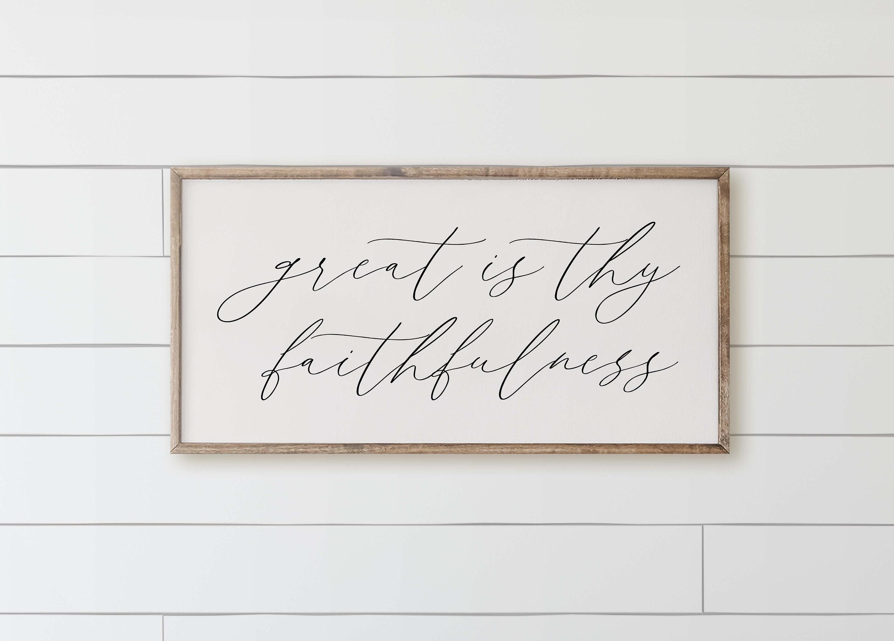 Wood Framed Sign - Great Is Thy Faithfulness, rustic home decor, gallery wall, housewarming gift, framed decor, farmhouse style, wall decor